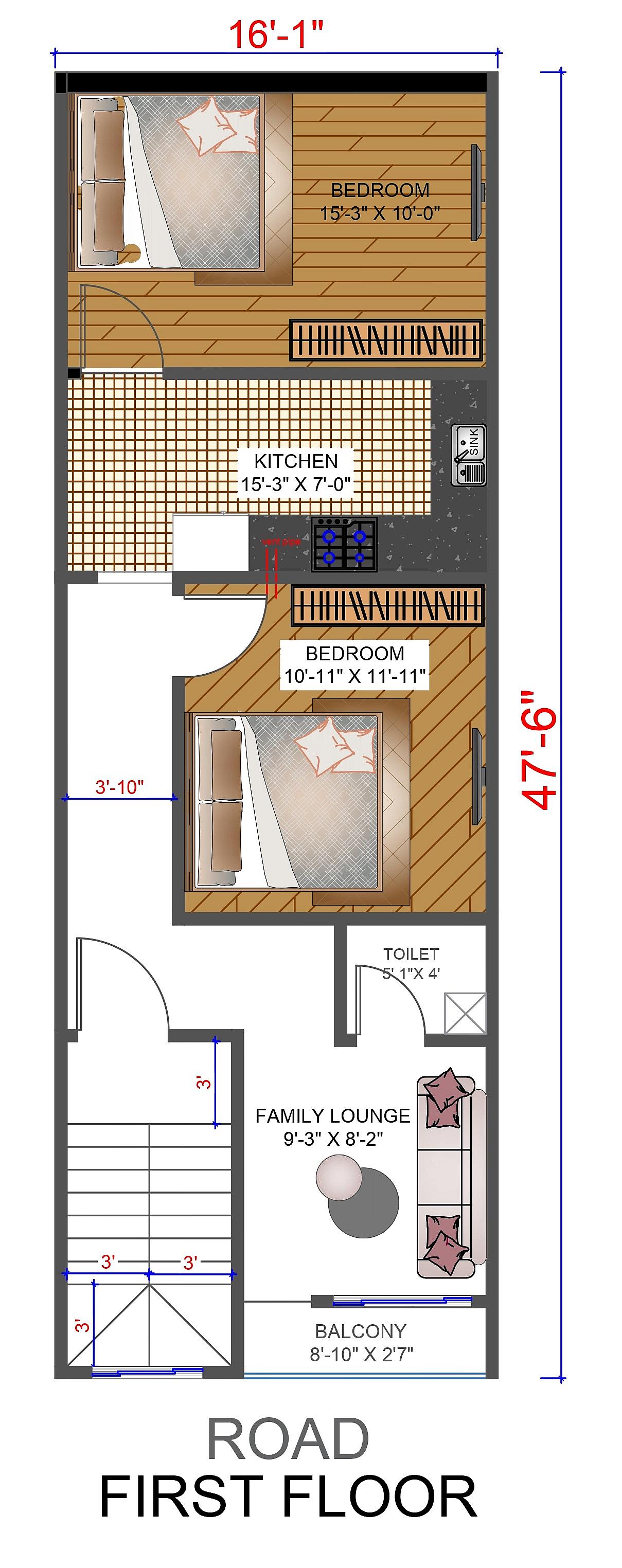 16X48 house plan- 768 sqft Residential house design At Ghaziabad thumbnail 2 — Project ID 6435
