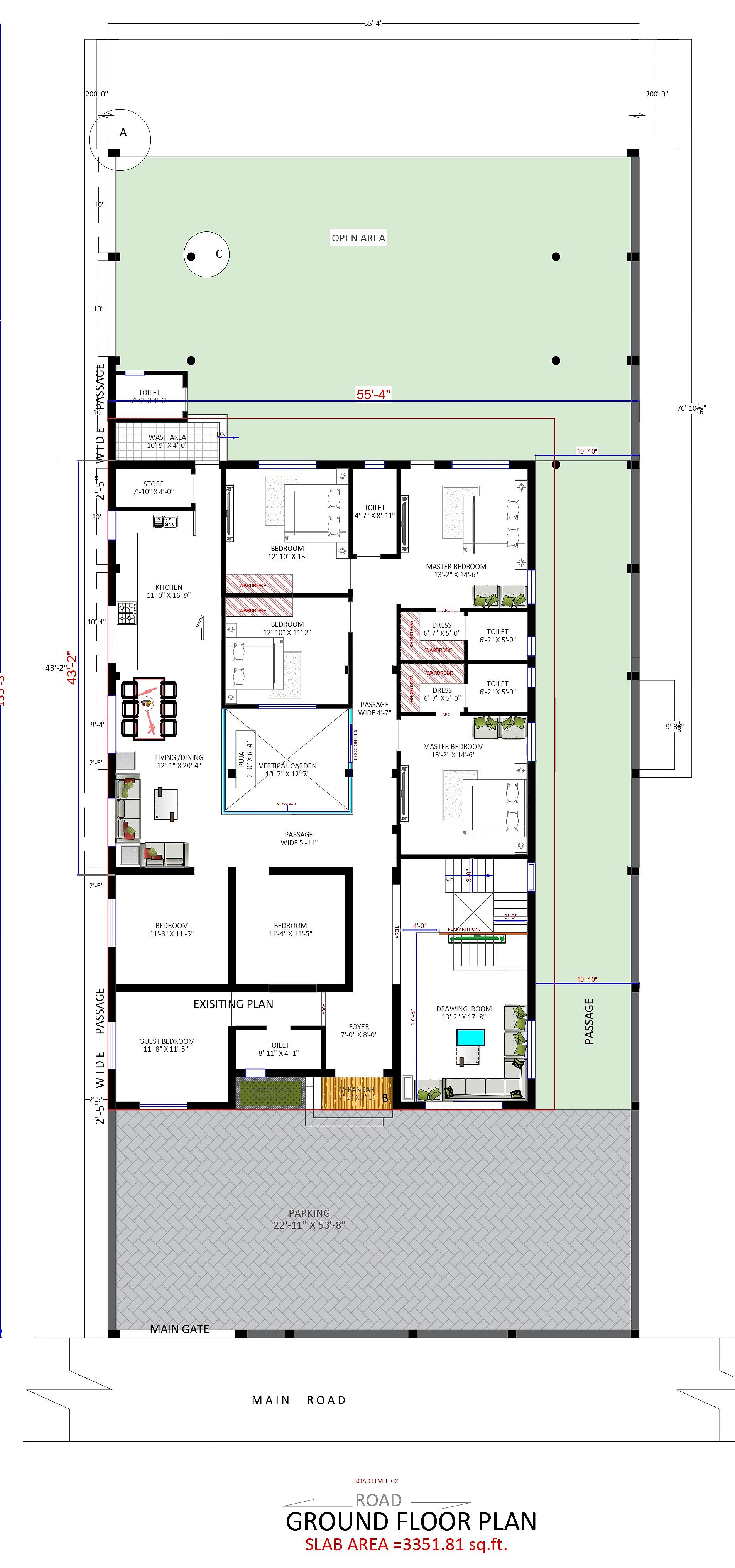 55X60 house plan- 3300 sqft Residential house design At BHAGALPUR thumbnail 2 — Project ID 6440