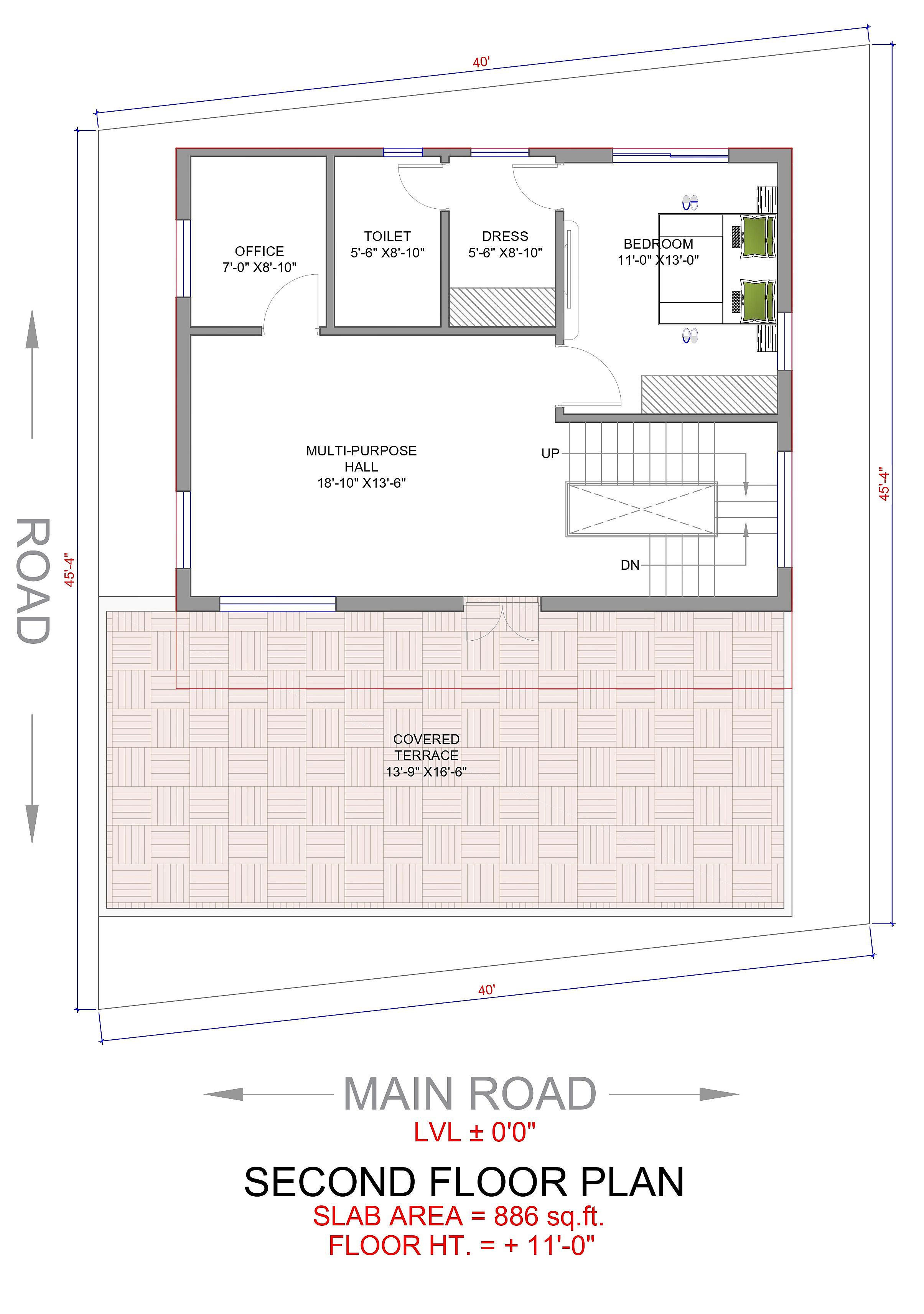 40X46 House With Office plan- 1840 sqft Residential Cum Commercial house design At Bhubaneswar thumbnail 4 — Project ID 6446
