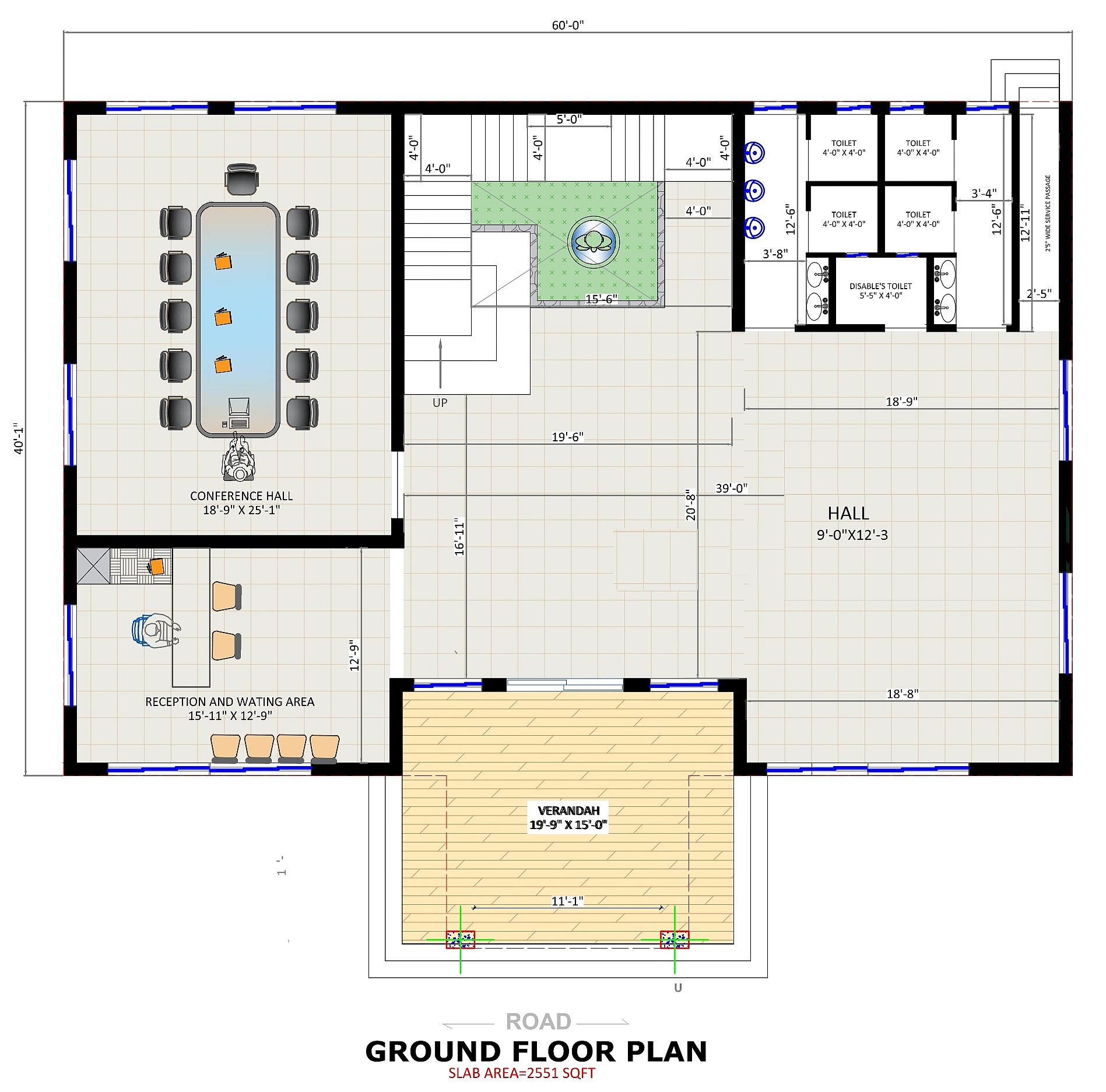60X40 House With Office plan- 2400 sqft Residential Cum Commercial house design At Chumukedima thumbnail 2 — Project ID 6456