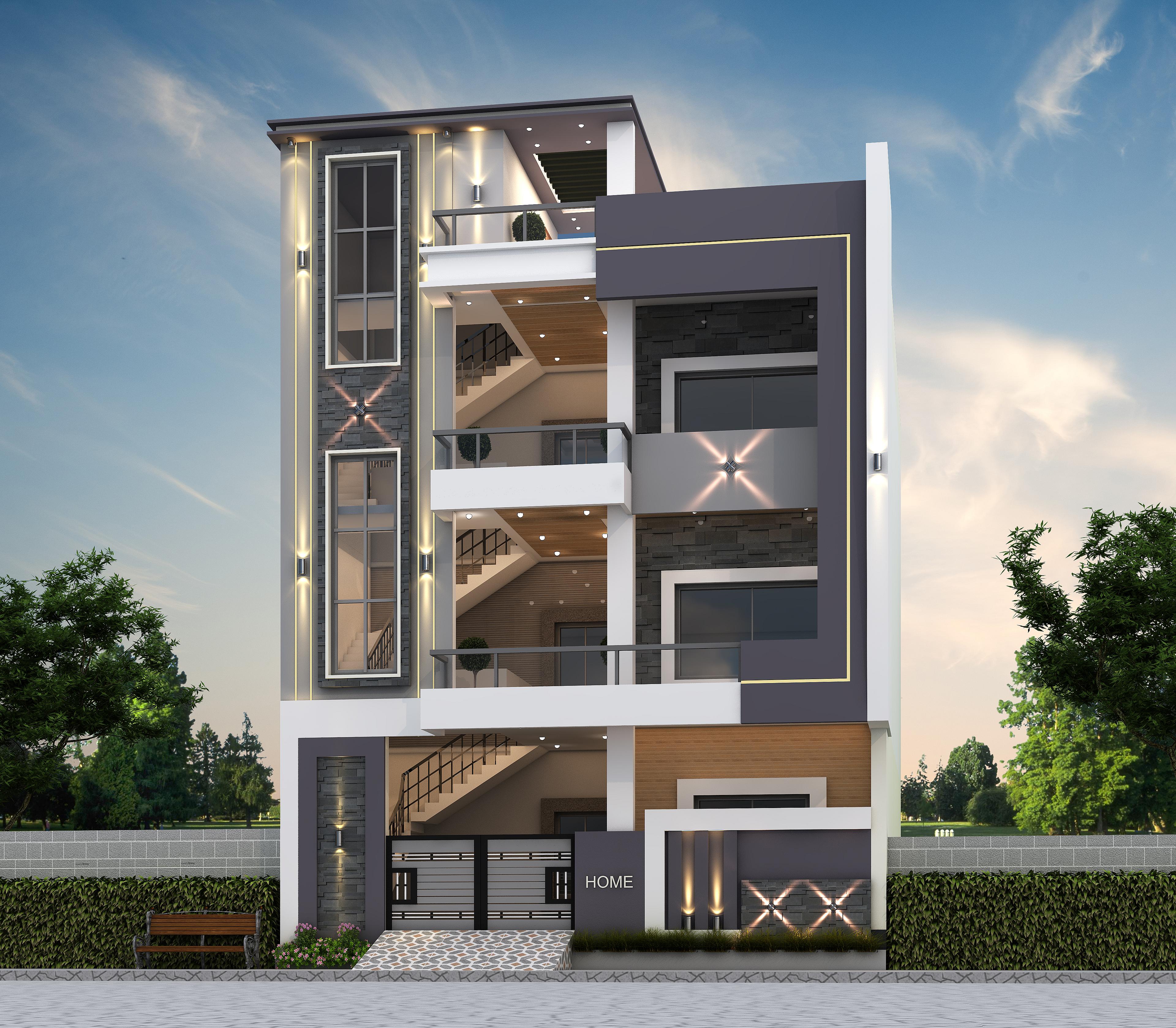 30X45 house plan- 1350 sqft Residential Cum Commercial house design At Lunawada thumbnail 1 — Project ID 6474