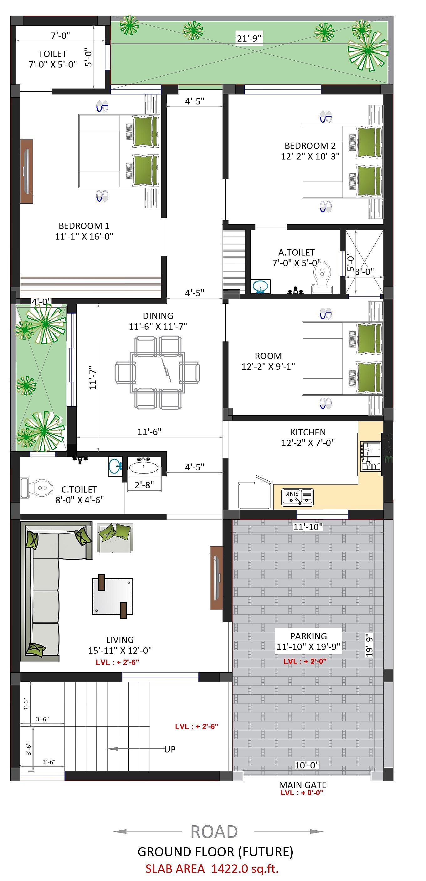 30X60 House Plan- 1800 sq ft Residential House Design at Kota thumbnail 2 — Project ID 6476