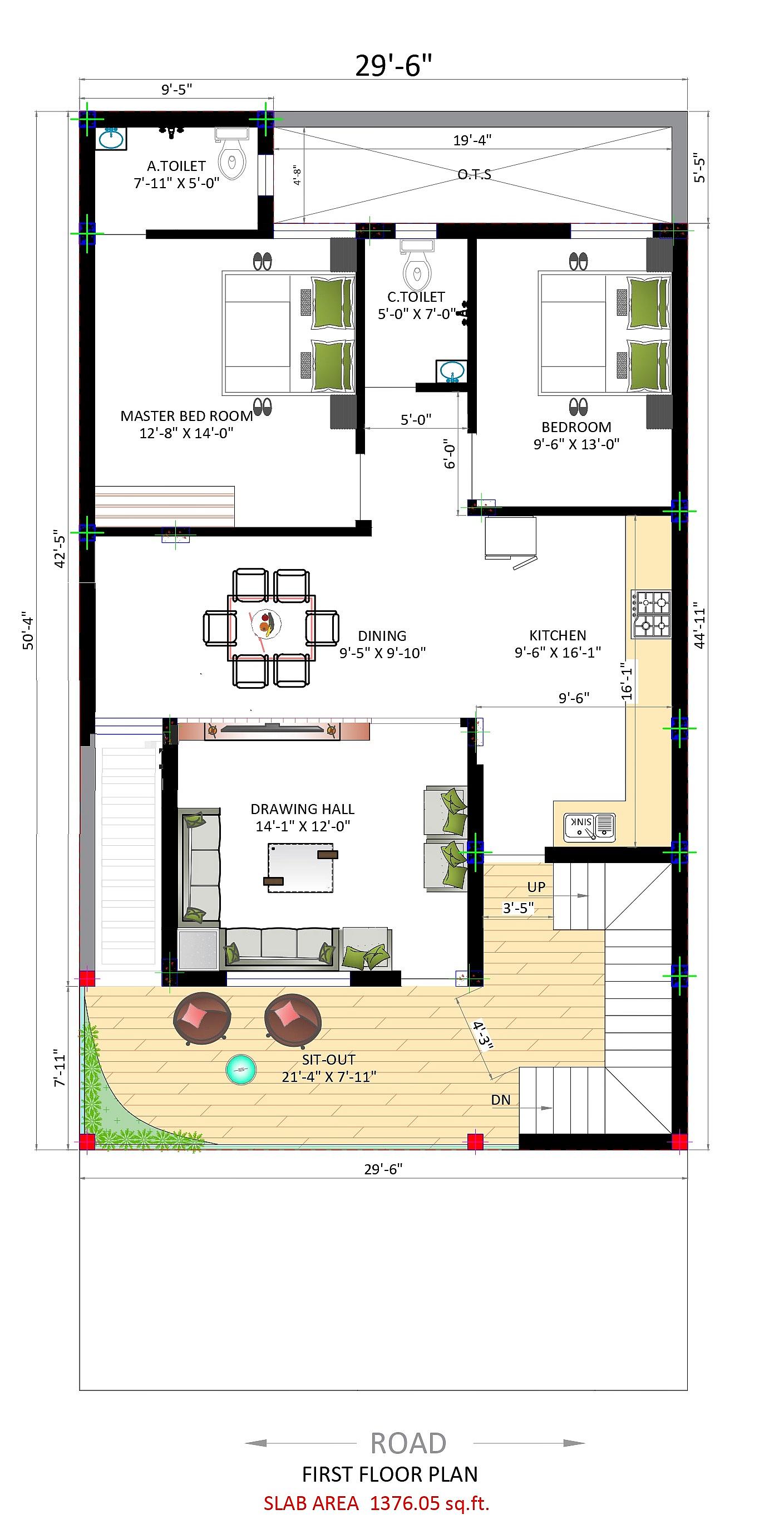 30X60 House Plan- 1800 sq ft Residential House Design at Kota thumbnail 3 — Project ID 6476