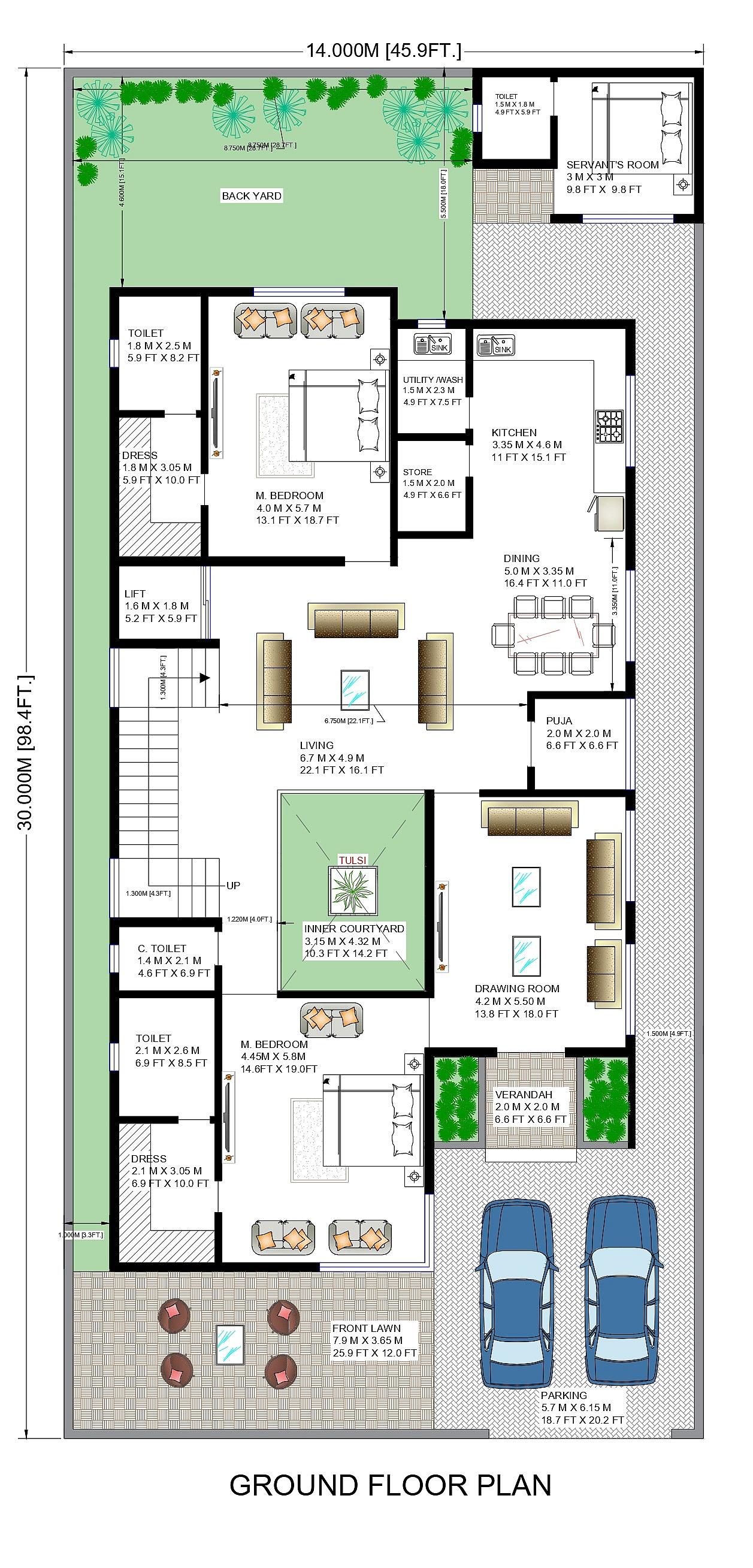 45x100 House Plan
