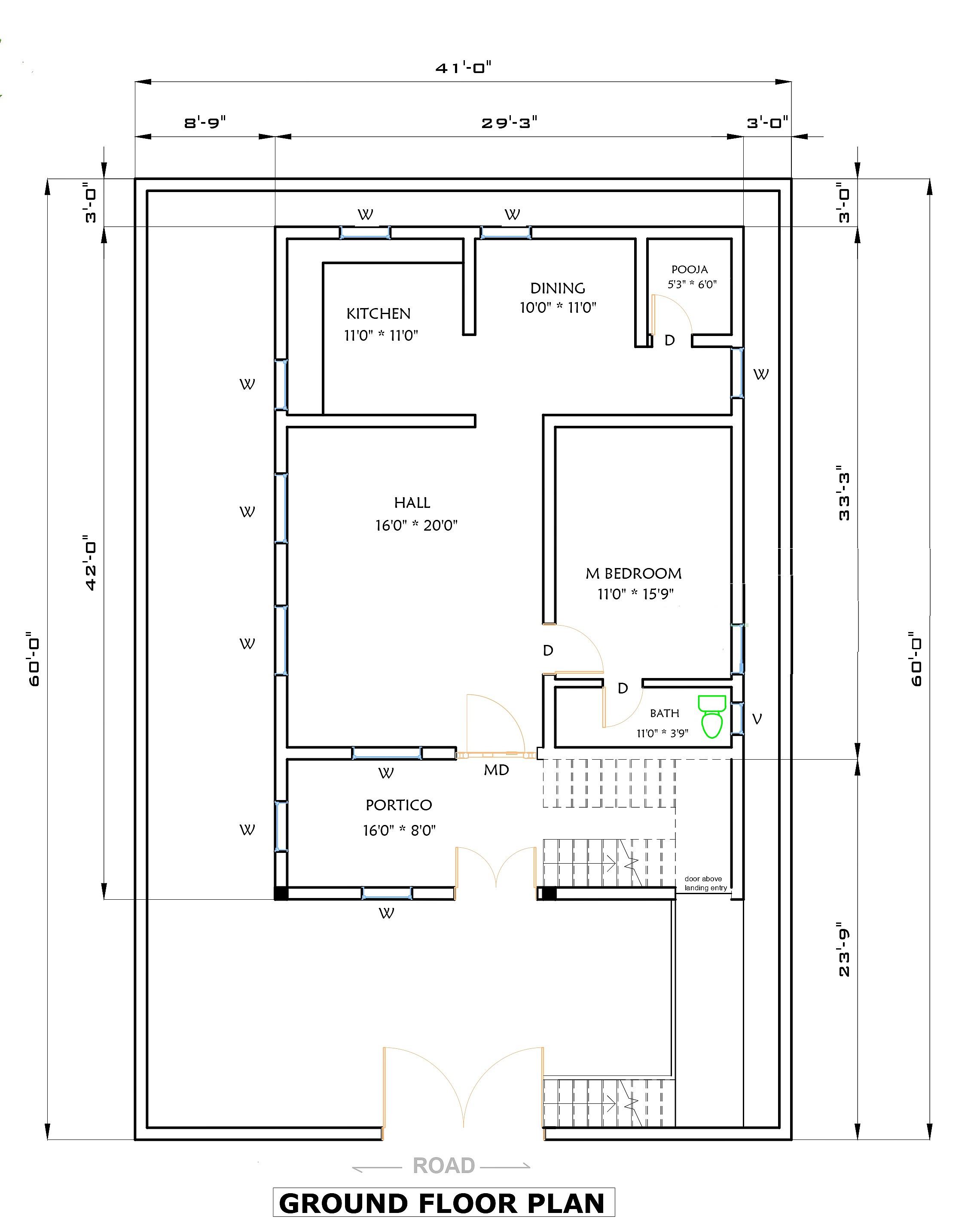 40X60 house plan- 2400 sqft Residential house design At Theni thumbnail 2 — Project ID 6484