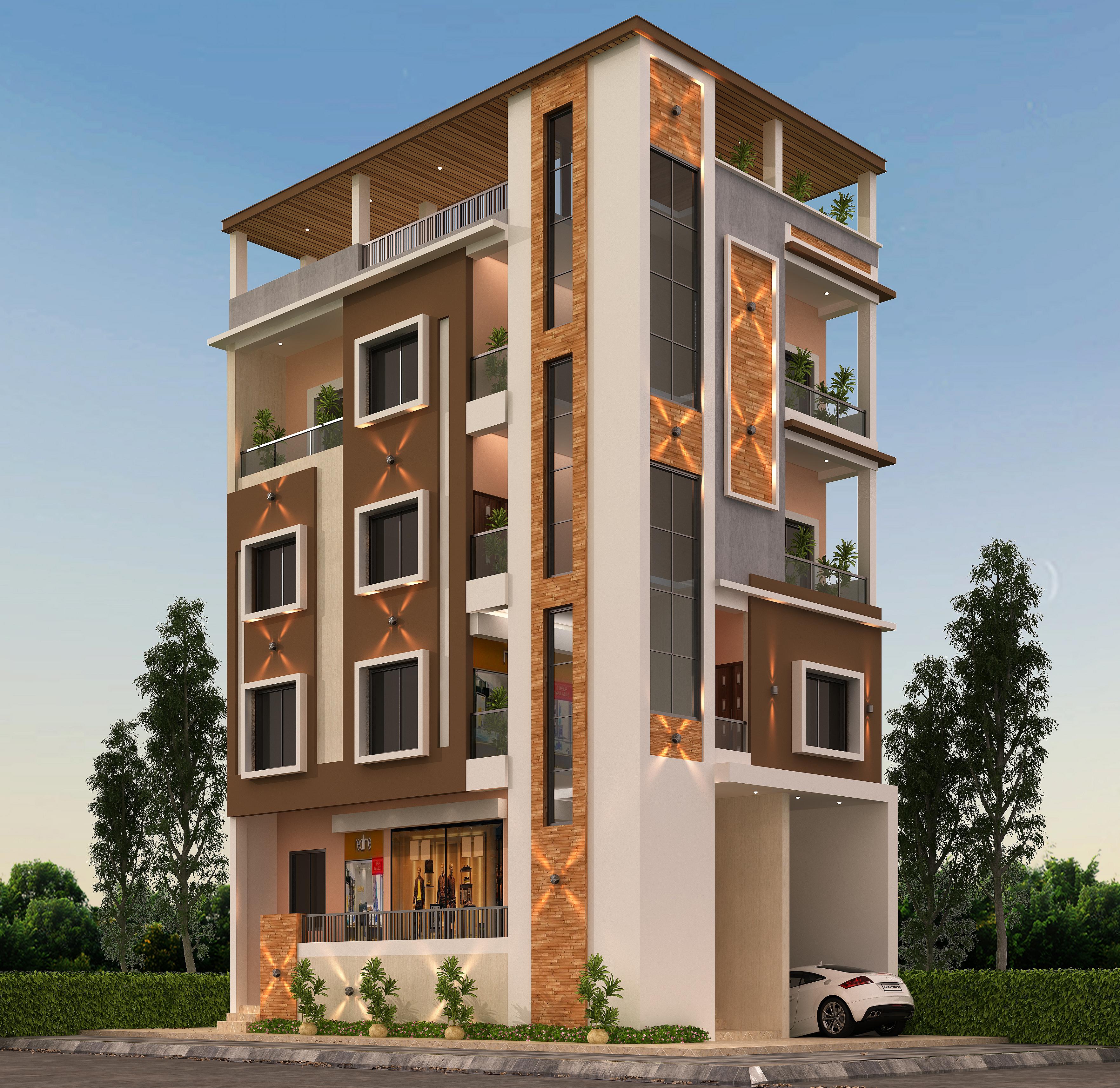 25X40 Shopping complex with rental apartment plan- 1000 sqft Residential Cum Commercial house design At Bangalore