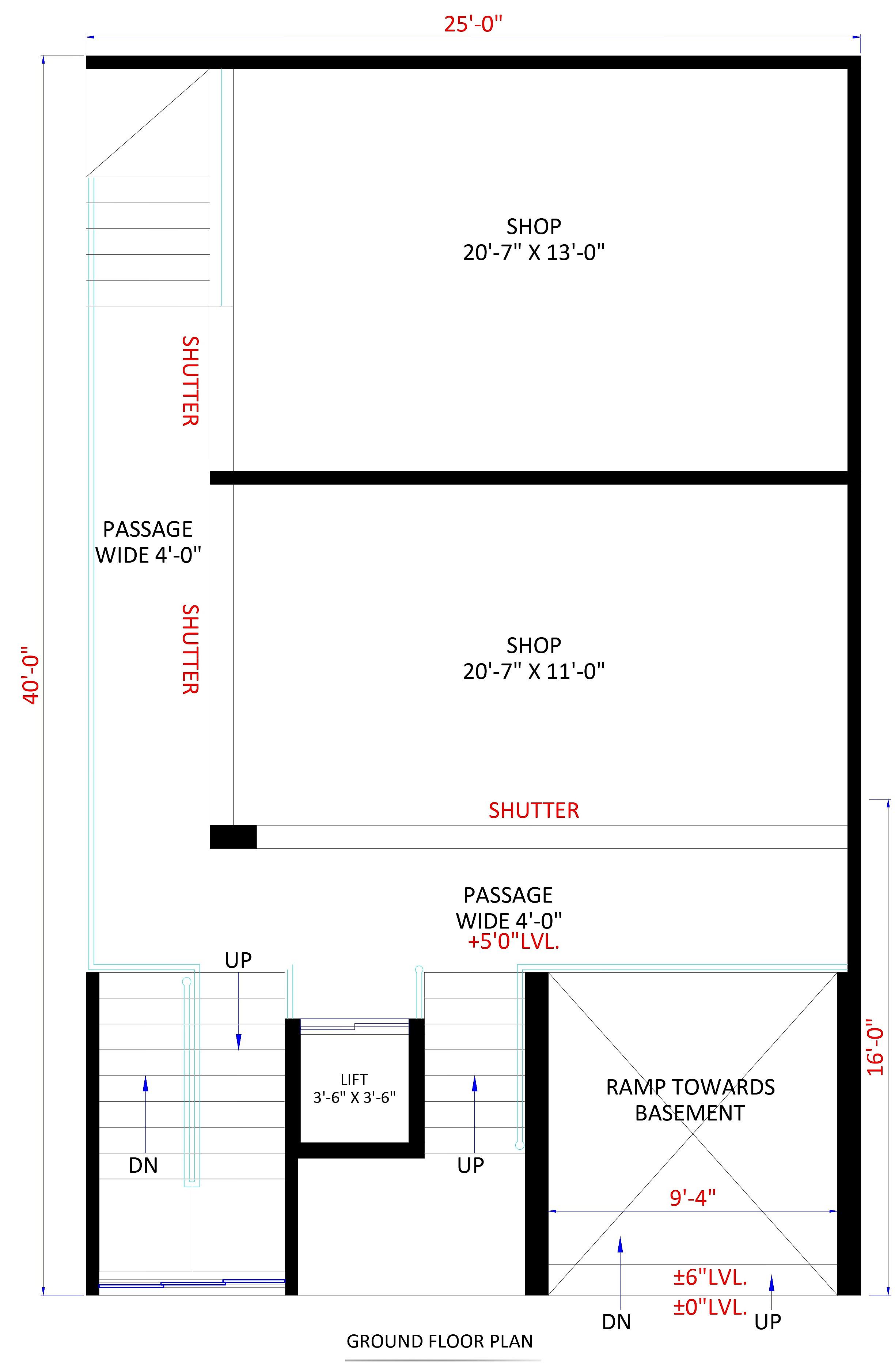 25X40 Shopping complex with rental apartment plan- 1000 sqft Residential Cum Commercial house design At Bangalore thumbnail 4 — Project ID 6485