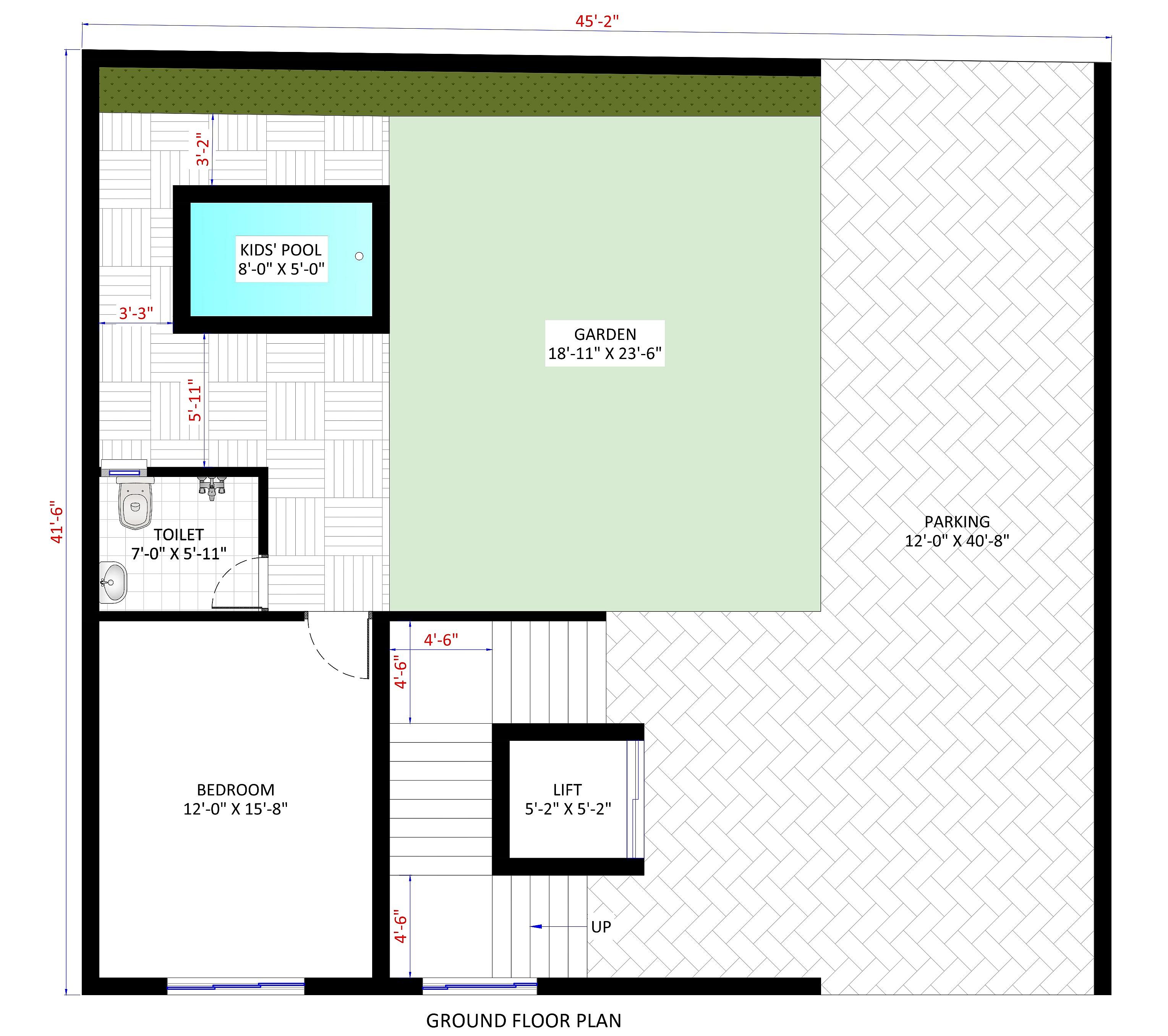 45X40 House Plan- 1800 sq ft Residential House Design at Banda thumbnail 2 — Project ID 6489