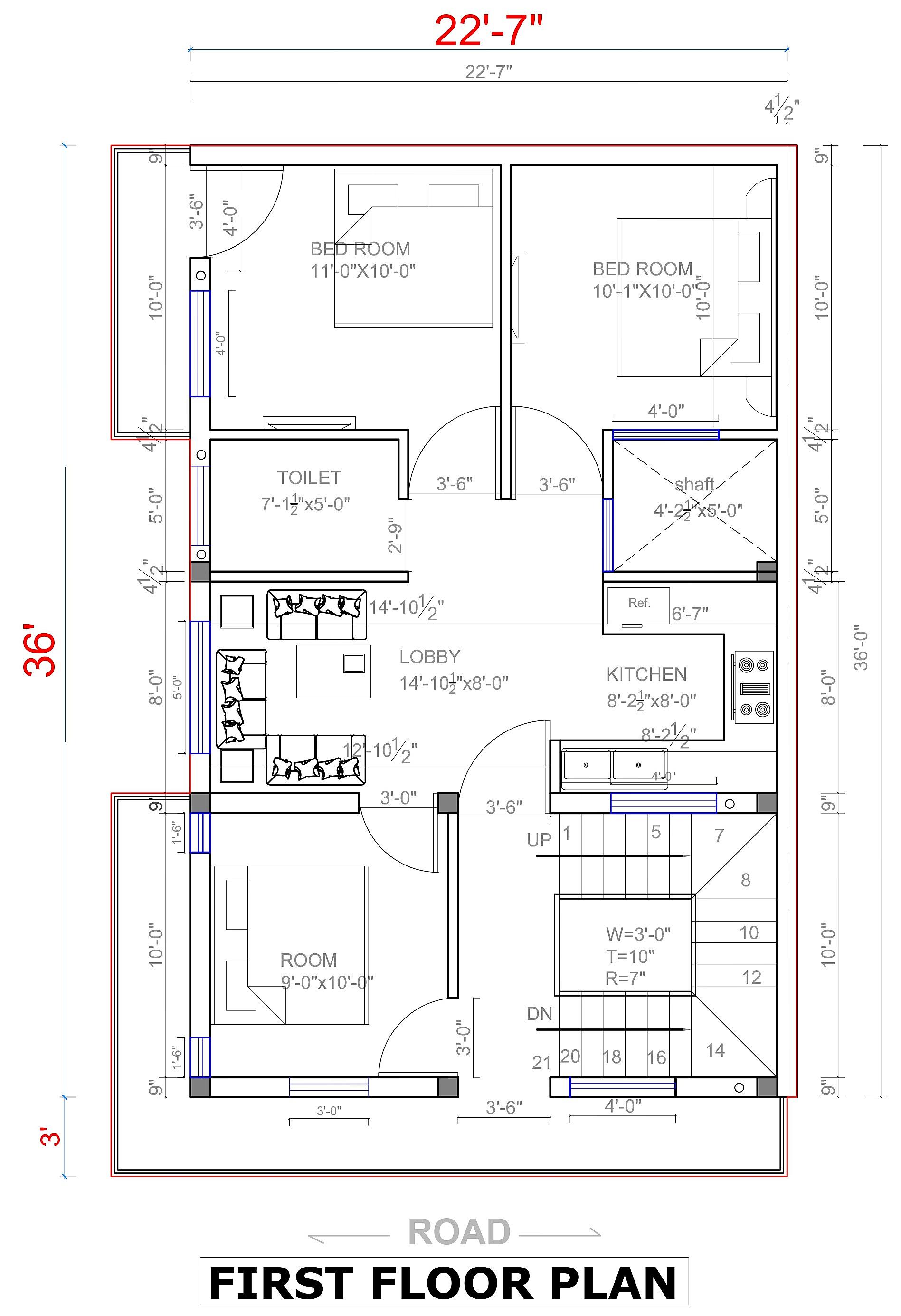 20X36 house plan- 720 sqft Residential Cum Commercial house design At Karnal thumbnail 3 — Project ID 6493