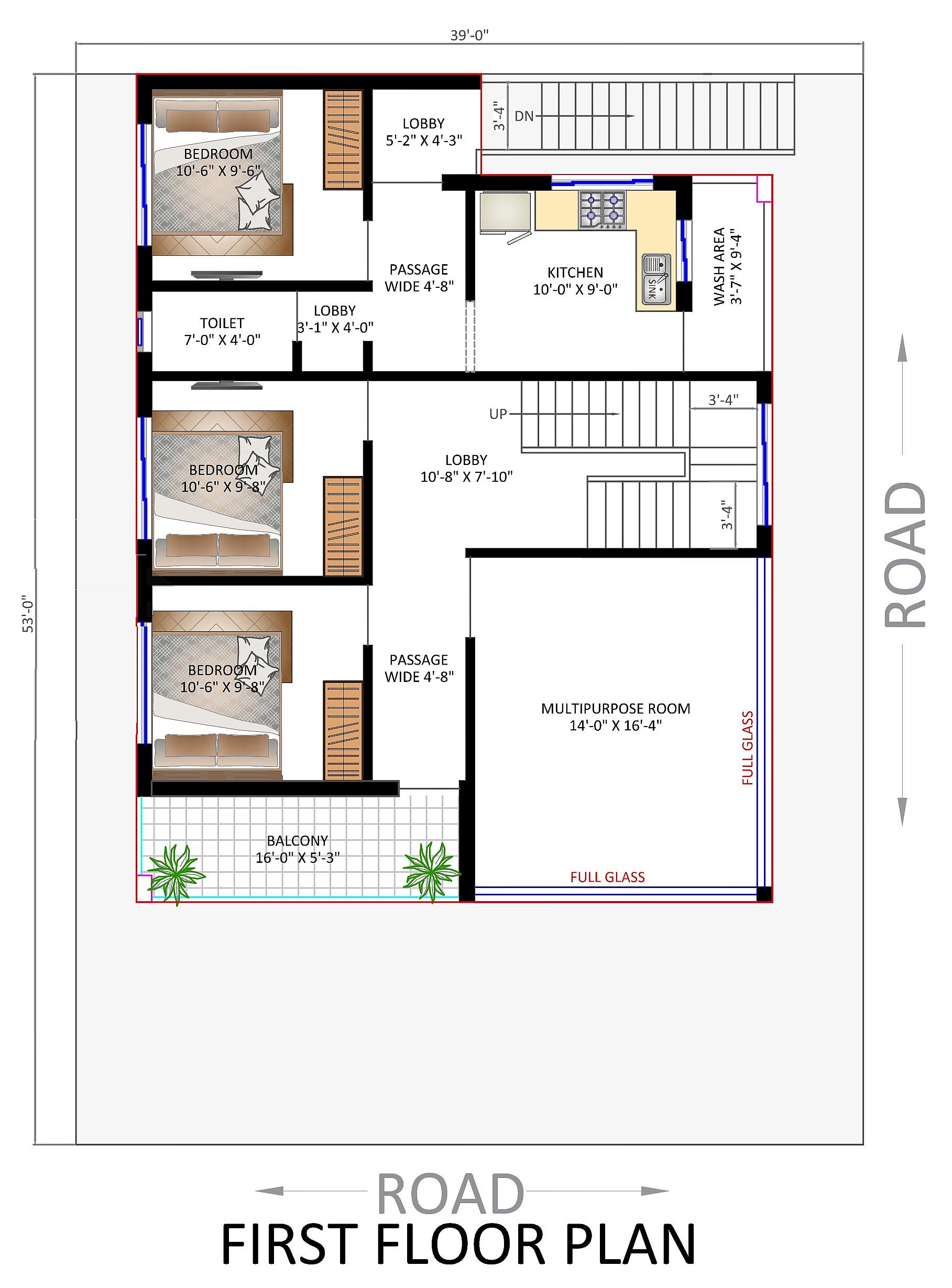 40X50 house plan- 2000 sqft Residential house design At Dehradun thumbnail 3 — Project ID 6496