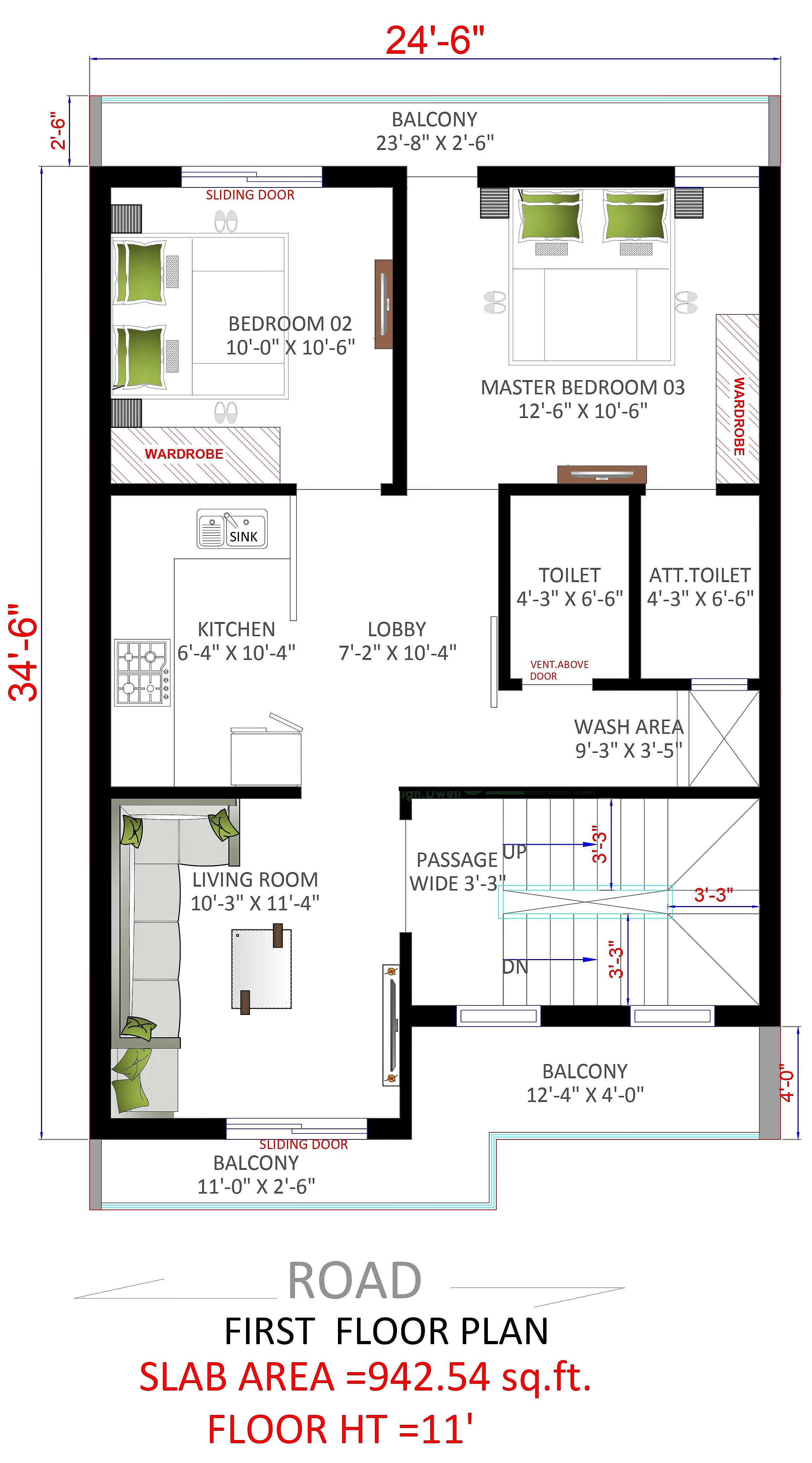 25X35 multi storey residential with office plan- 875 sqft Residential Cum Commercial house design At NewDelhi thumbnail 3 — Project ID 6497