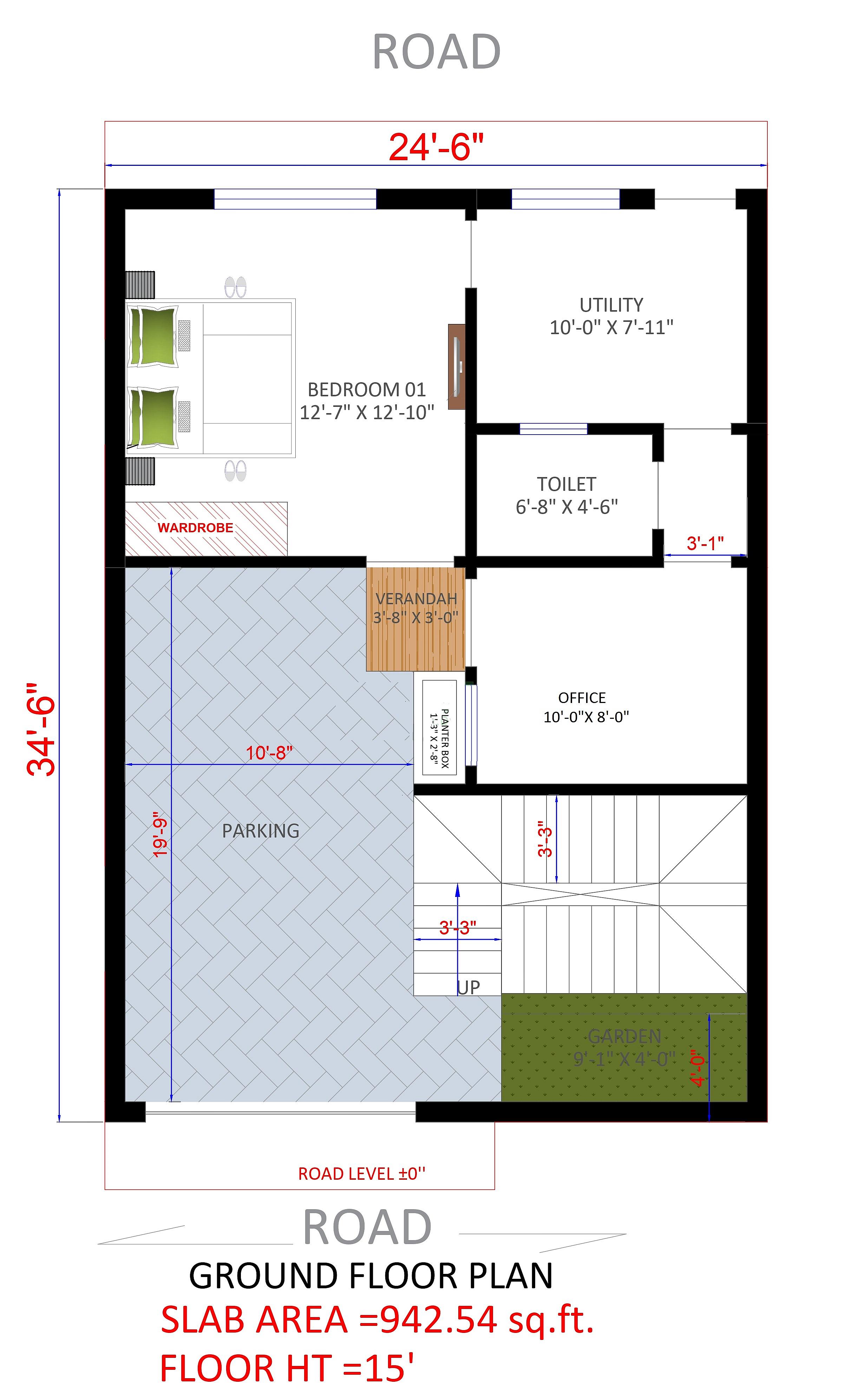 25X35 multi storey residential with office plan- 875 sqft Residential Cum Commercial house design At NewDelhi thumbnail 2 — Project ID 6497