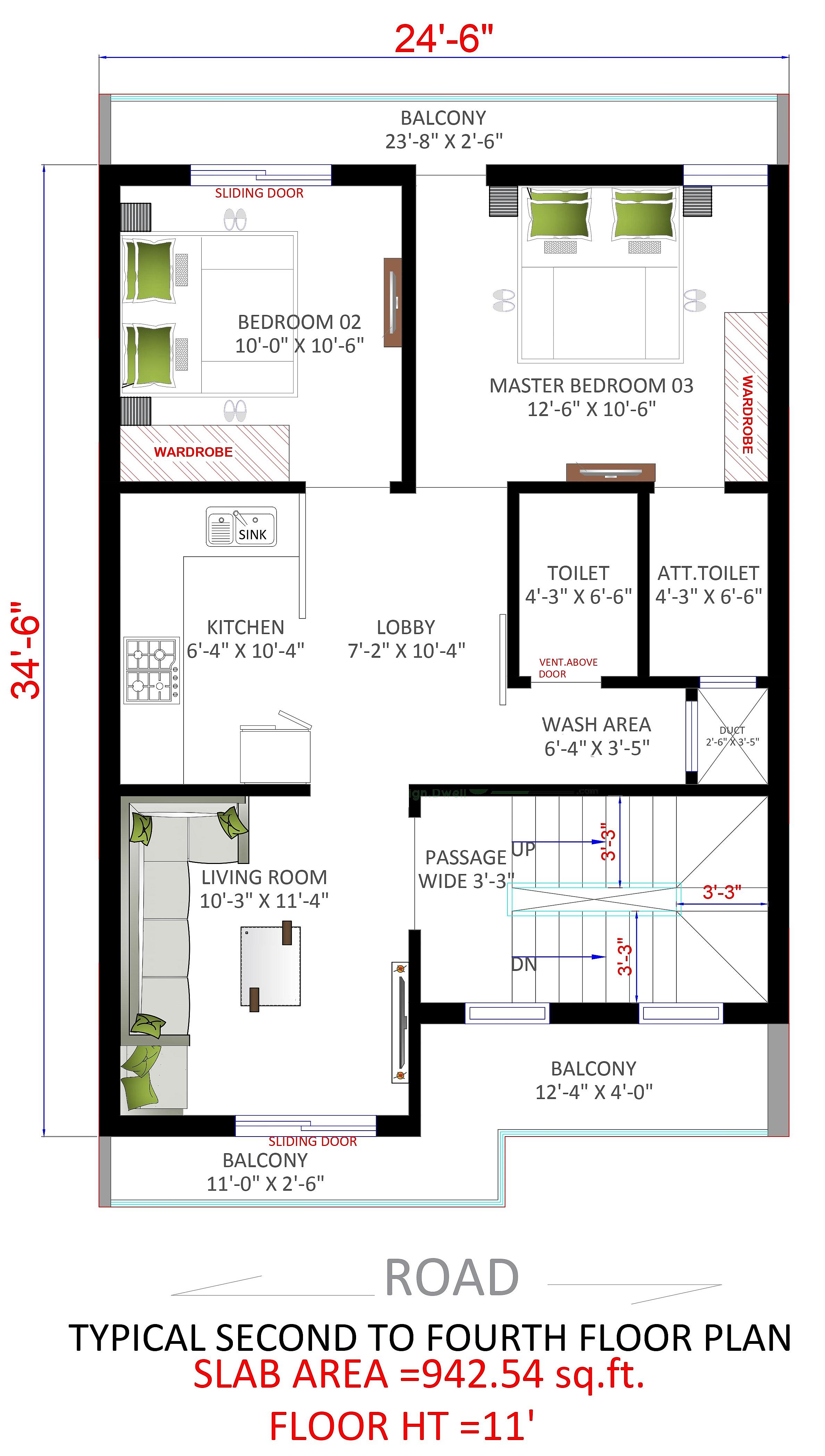 25X35 multi storey residential with office plan- 875 sqft Residential Cum Commercial house design At NewDelhi thumbnail 4 — Project ID 6497