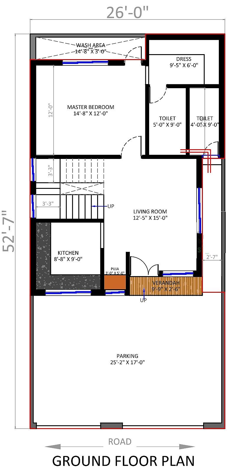 26X53 house plan- 1378 sqft Residential house design At CoimbatoreSouth thumbnail 2 — Project ID 6498