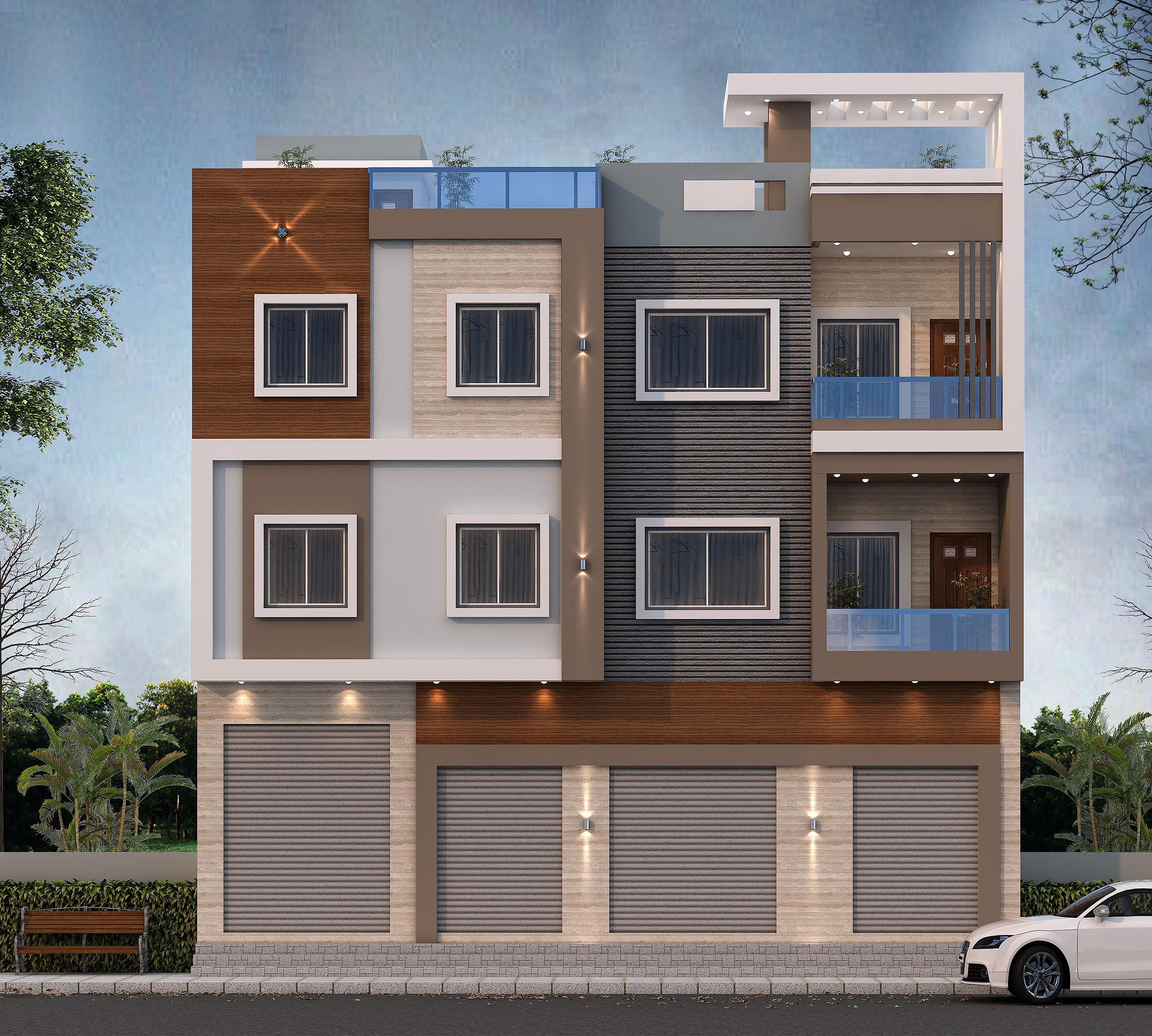 25X80 House With Office  plan- 2000 sqft Residential Cum Commercial house design At Baidyabatti [WB]