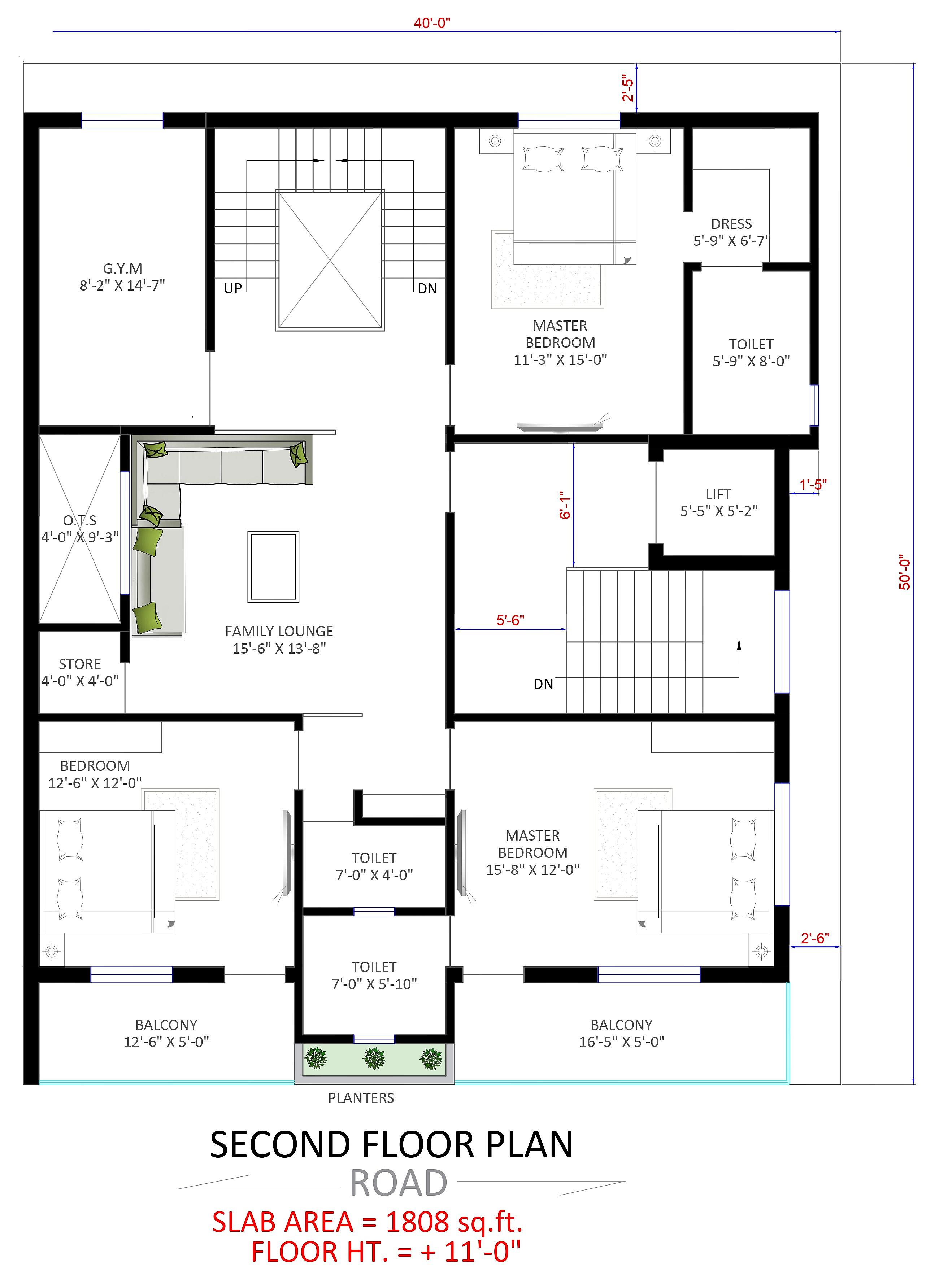 40X50 House With Shop plan- 2000 sqft Residential Cum Commercial house design At Umerkhed thumbnail 4 — Project ID 6505