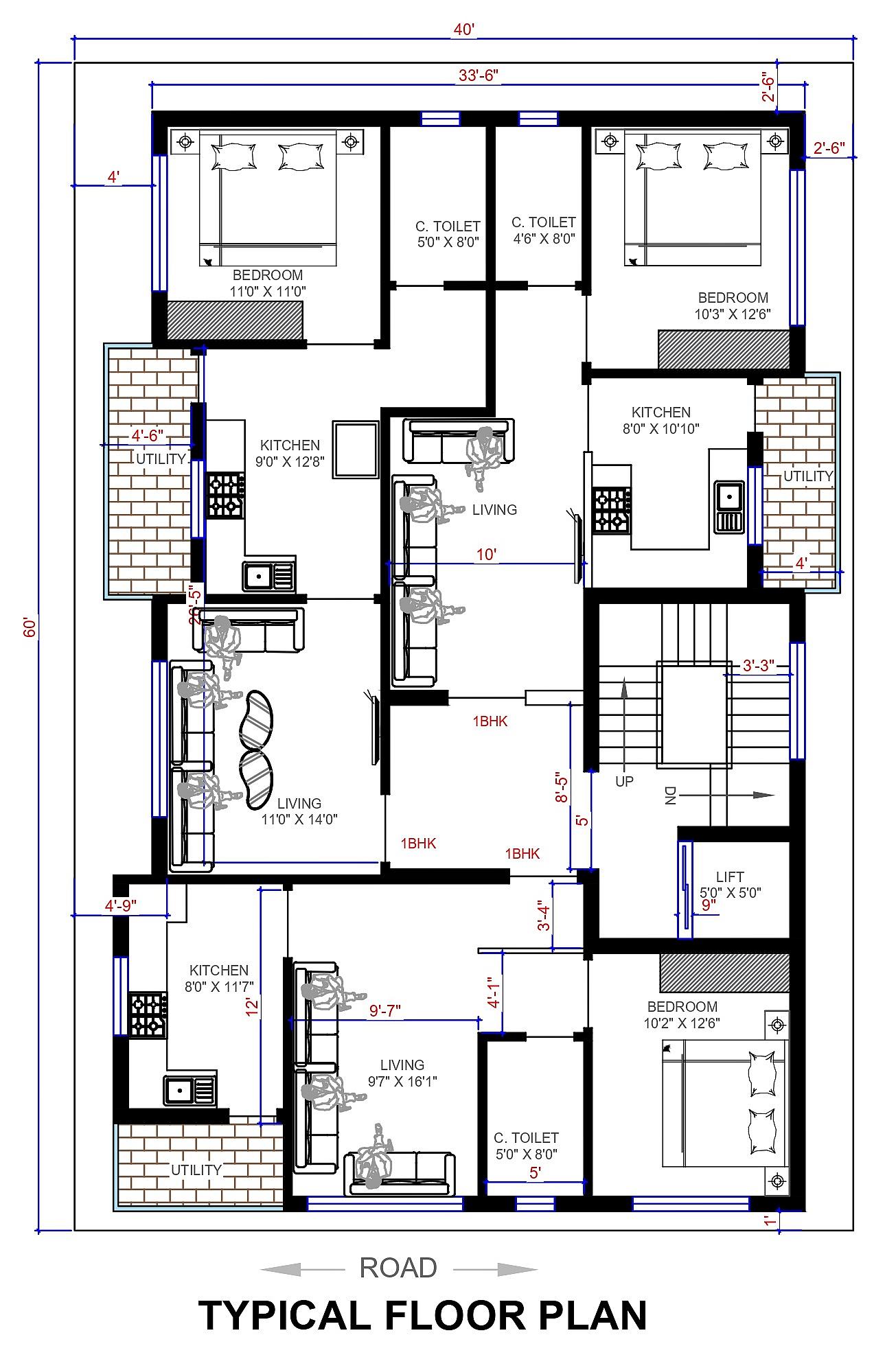 40X60 Apartment plan- 24000 sqft Residential Cum Commercial house design At Varadaiahpalem thumbnail 2 — Project ID 6506