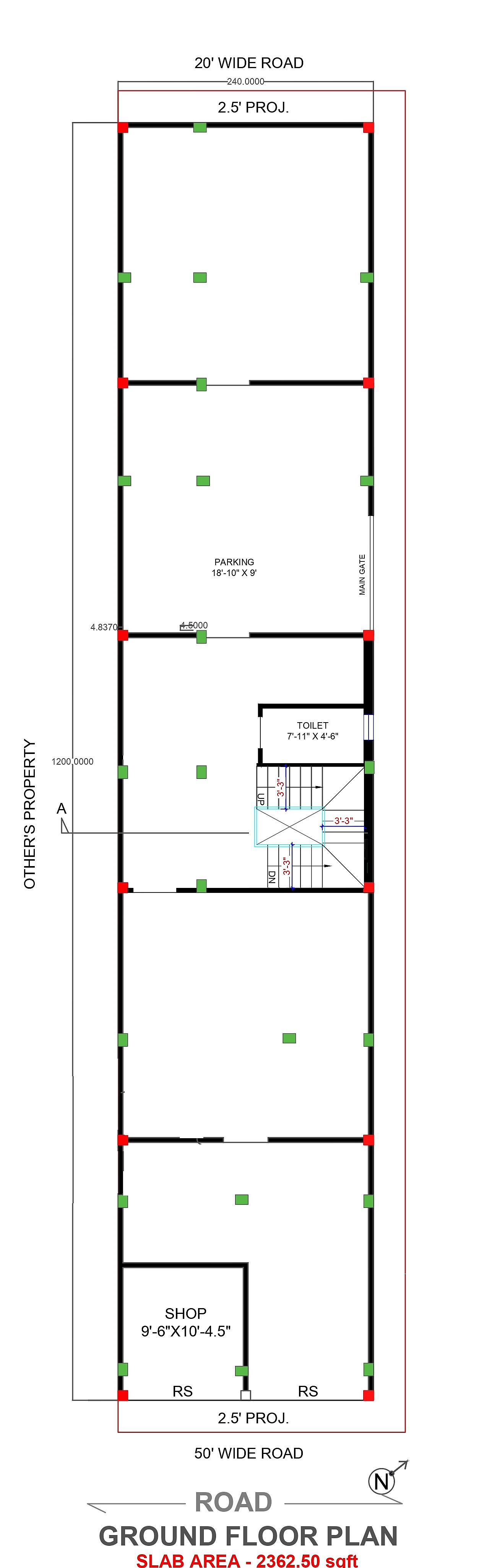 20X100 House With Shop plan- 2000 sqft Residential Cum Commercial house design At Chhibramau [UP]