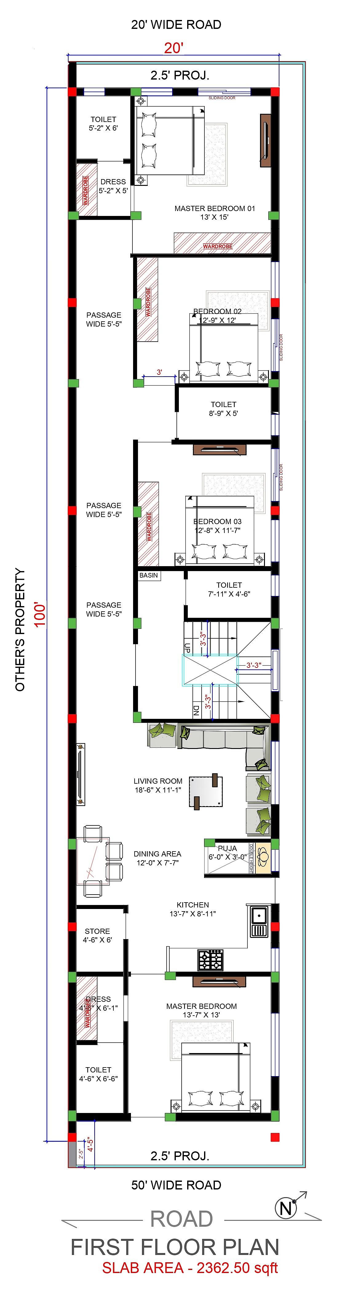 20X100 House With Shop plan- 2000 sqft Residential Cum Commercial house design At Chhibramau thumbnail 2 — Project ID 6507