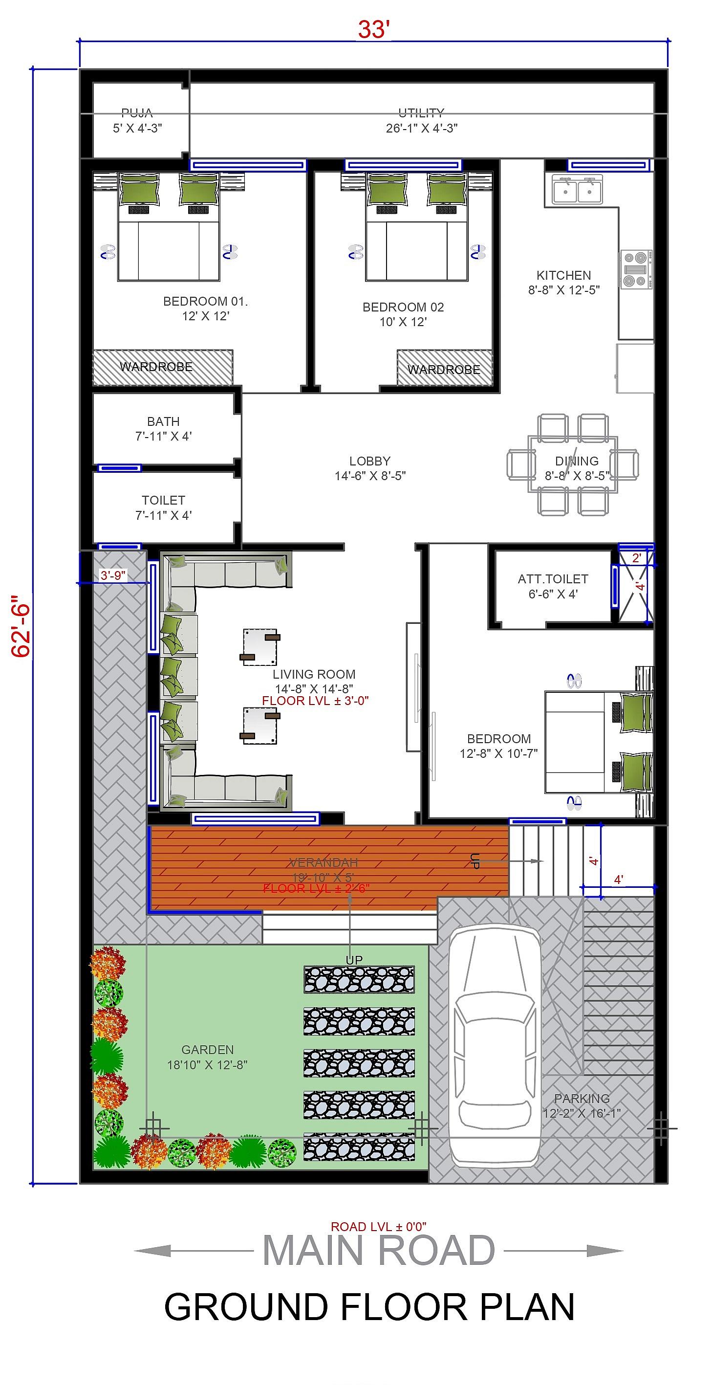 30X60 House Plan- 1800 sq ft Residential Cum Commercial House Design at  Vrandavan [UP]