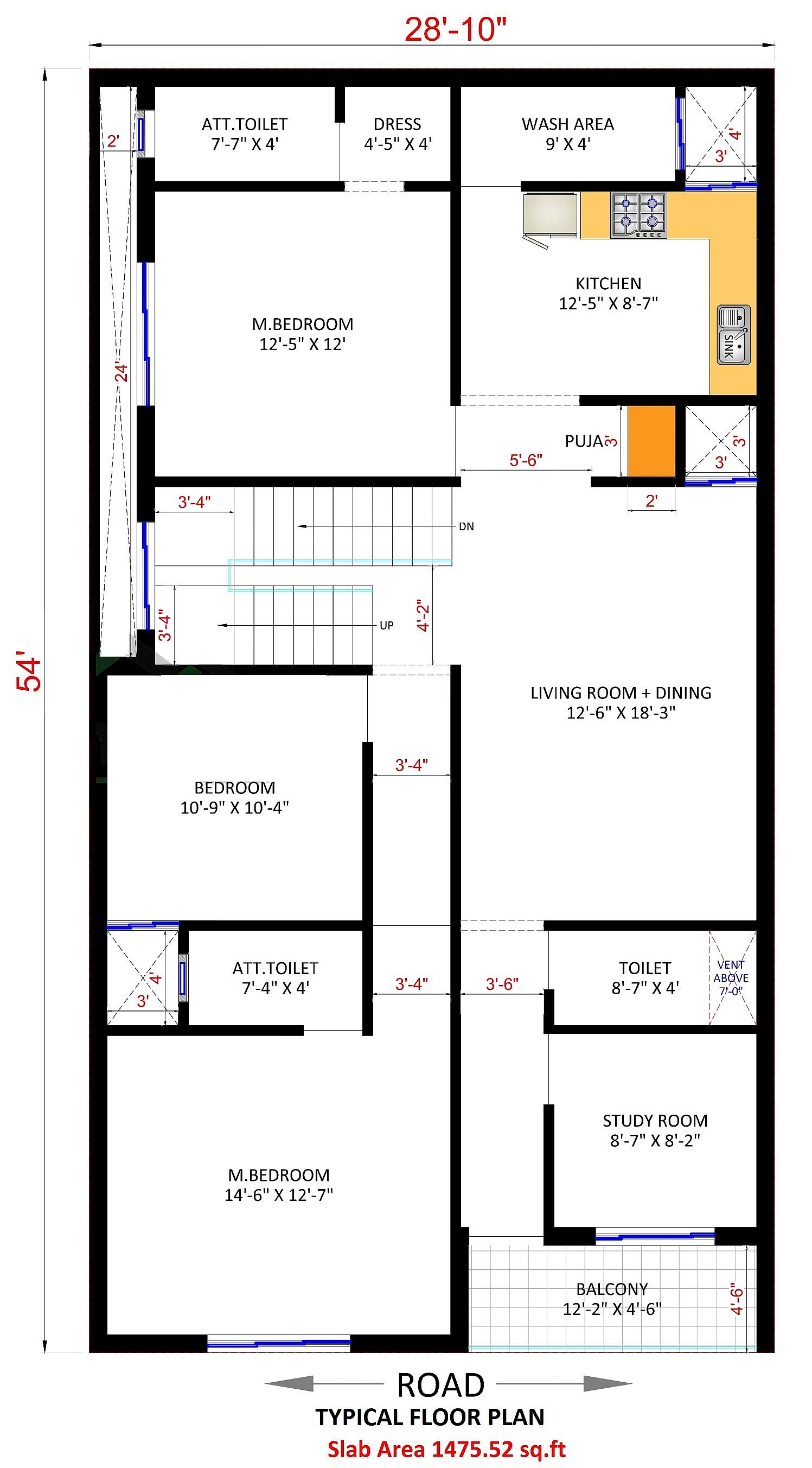 29X54 Apartment plan- 1566 sq ft Residential Cum Commercial House Design at Patna thumbnail 3 — Project ID 6522