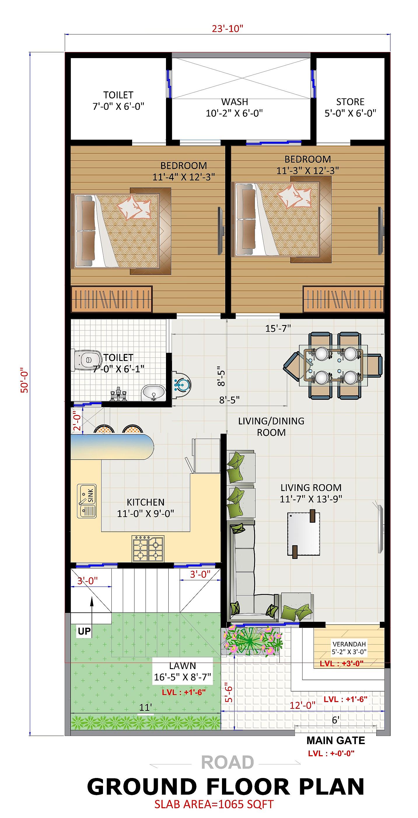 25X50 House Plan- 1250 sq ft Residential House Design at Ghaziabaad thumbnail 2 — Project ID 6527