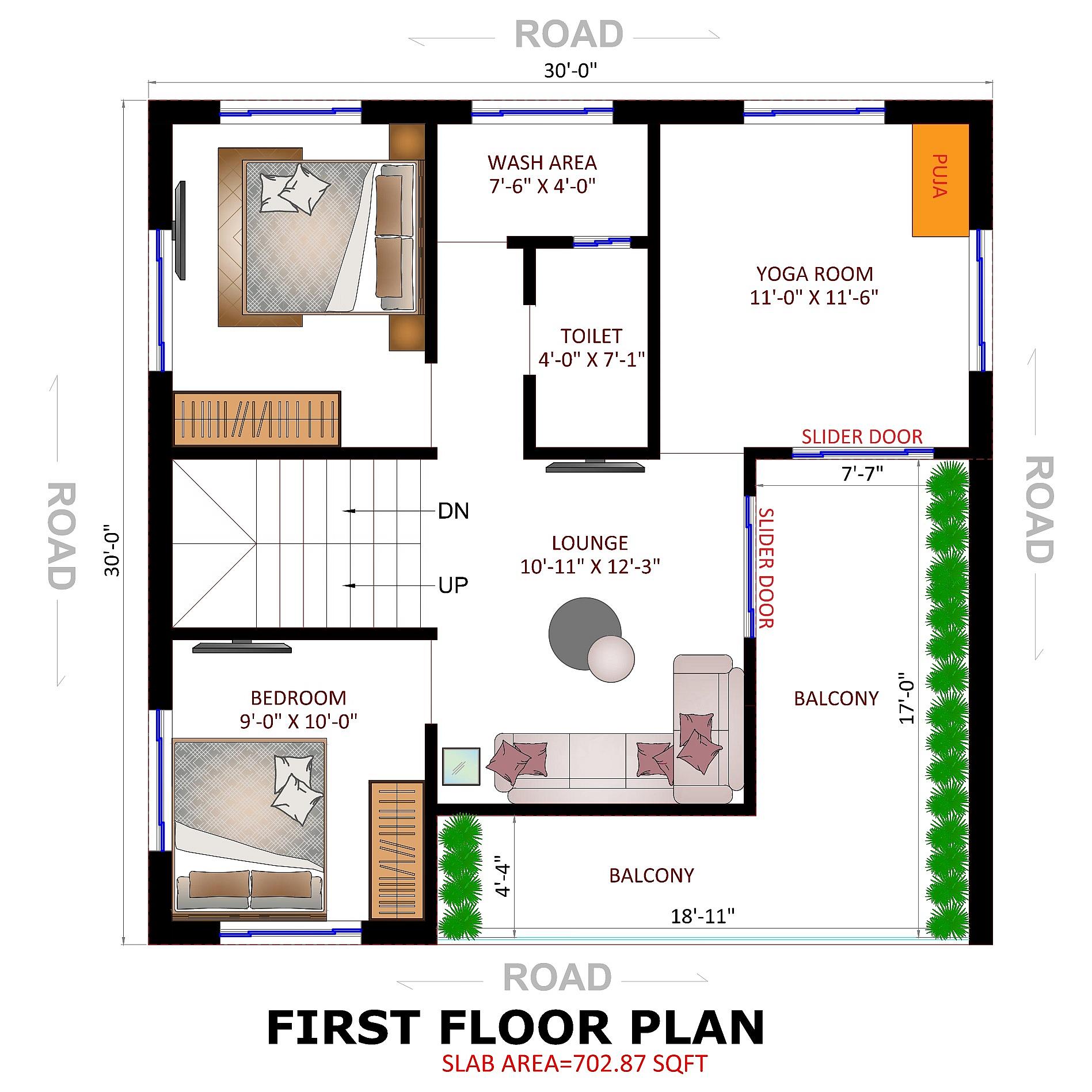 30X30 House Plan- 900 sqft Residential House Design at Balasore thumbnail 4 — Project ID 6529