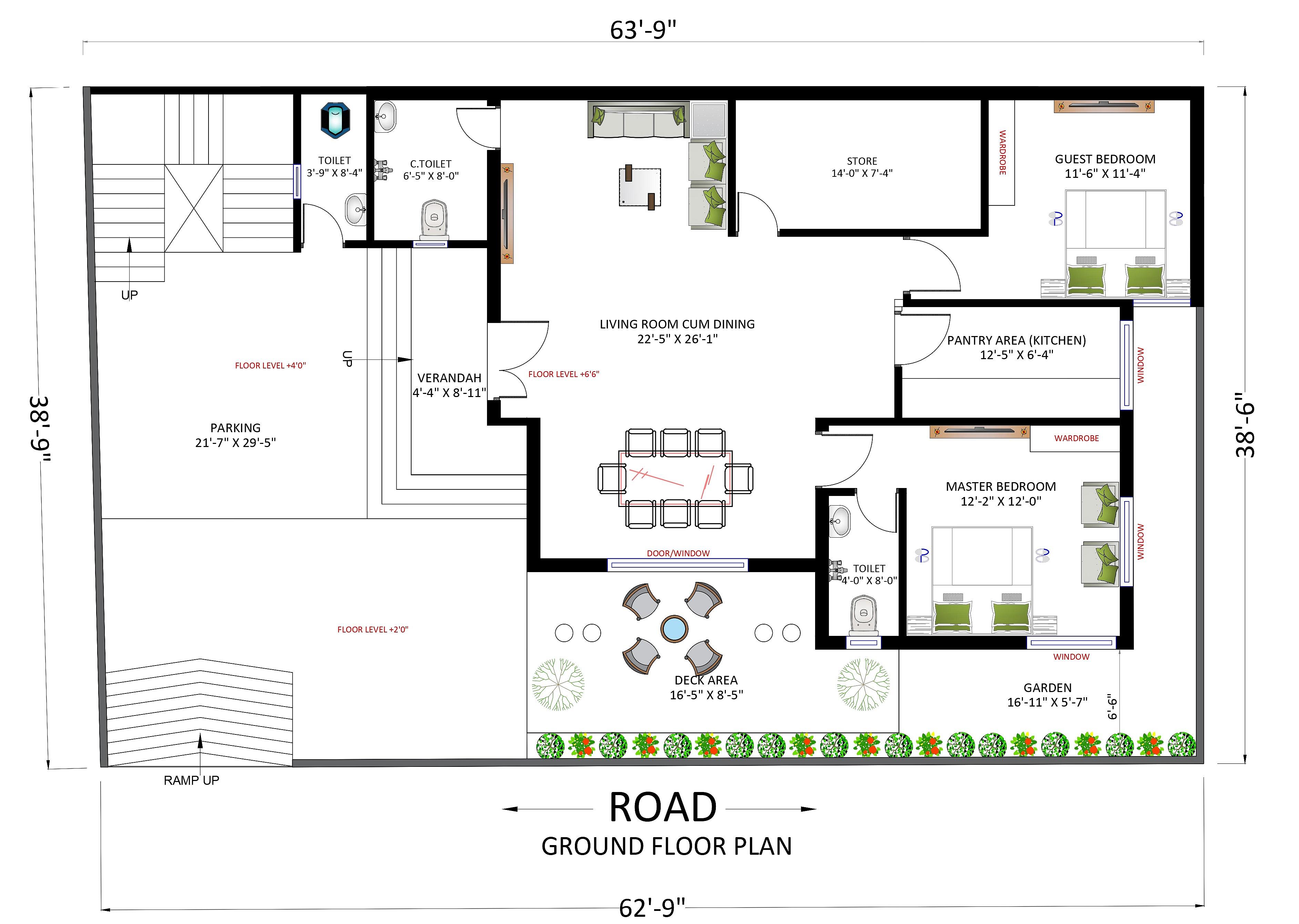 64X40 House Plan- 2560 sq ft Residential House Design at Neemrana thumbnail 3 — Project ID 6532
