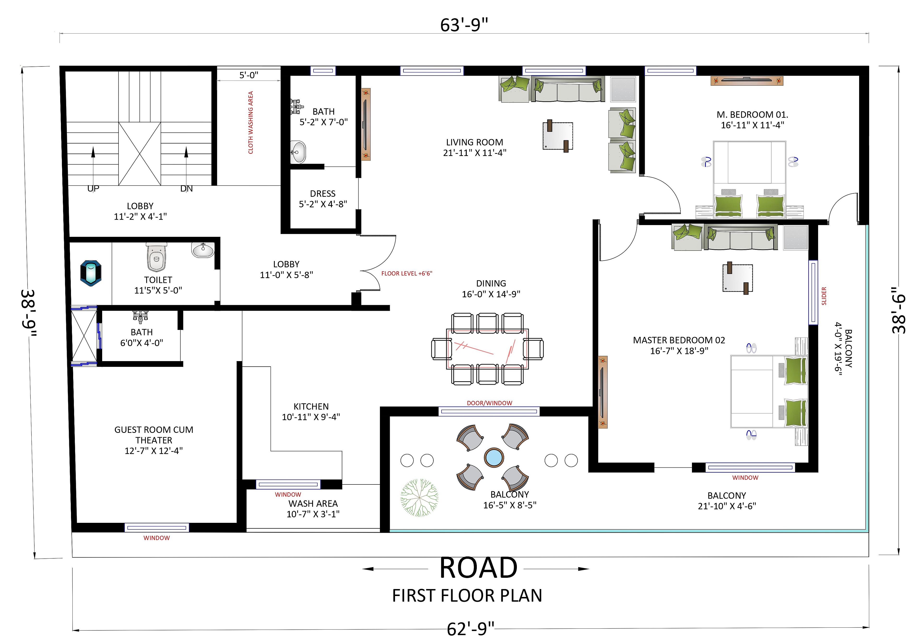 64X40 House Plan- 2560 sq ft Residential House Design at Neemrana thumbnail 4 — Project ID 6532