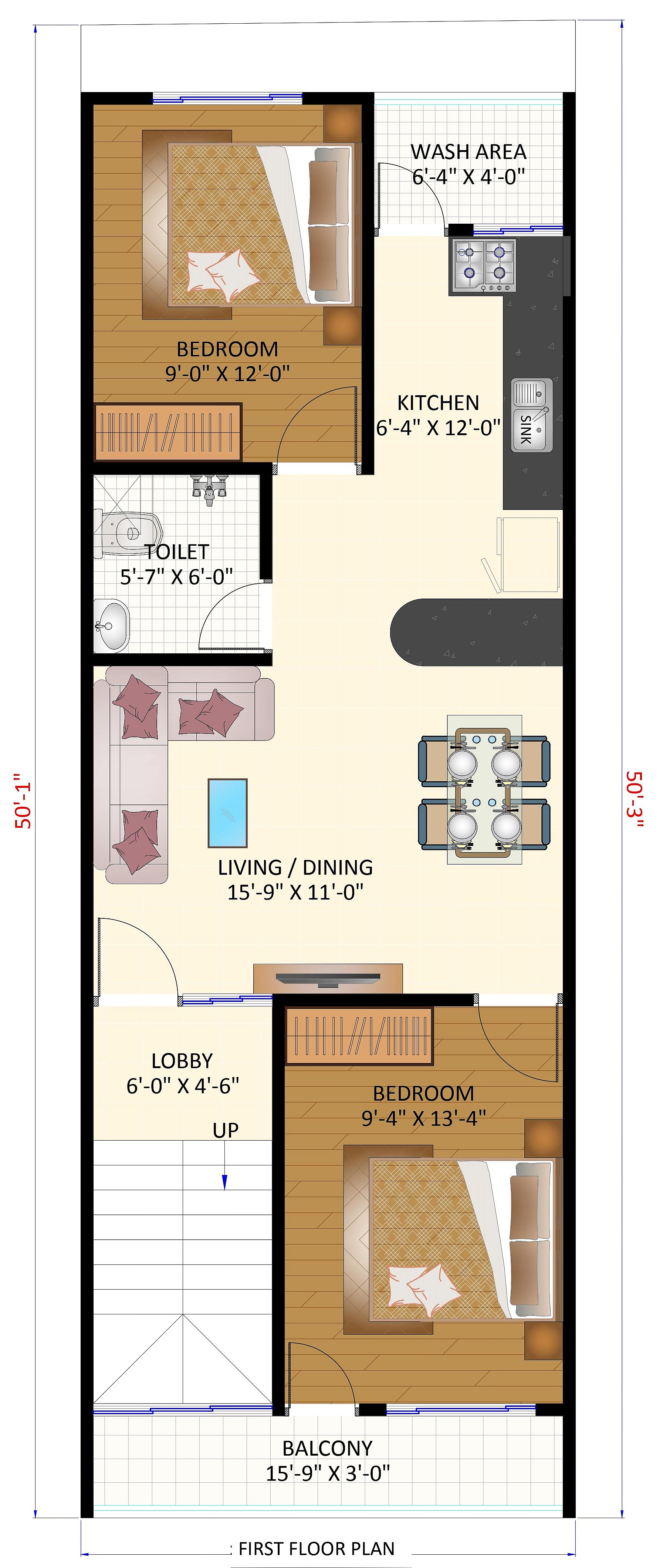 17X50 house plan- 85 sqft Residential house design At Patna thumbnail 3 — Project ID 6536