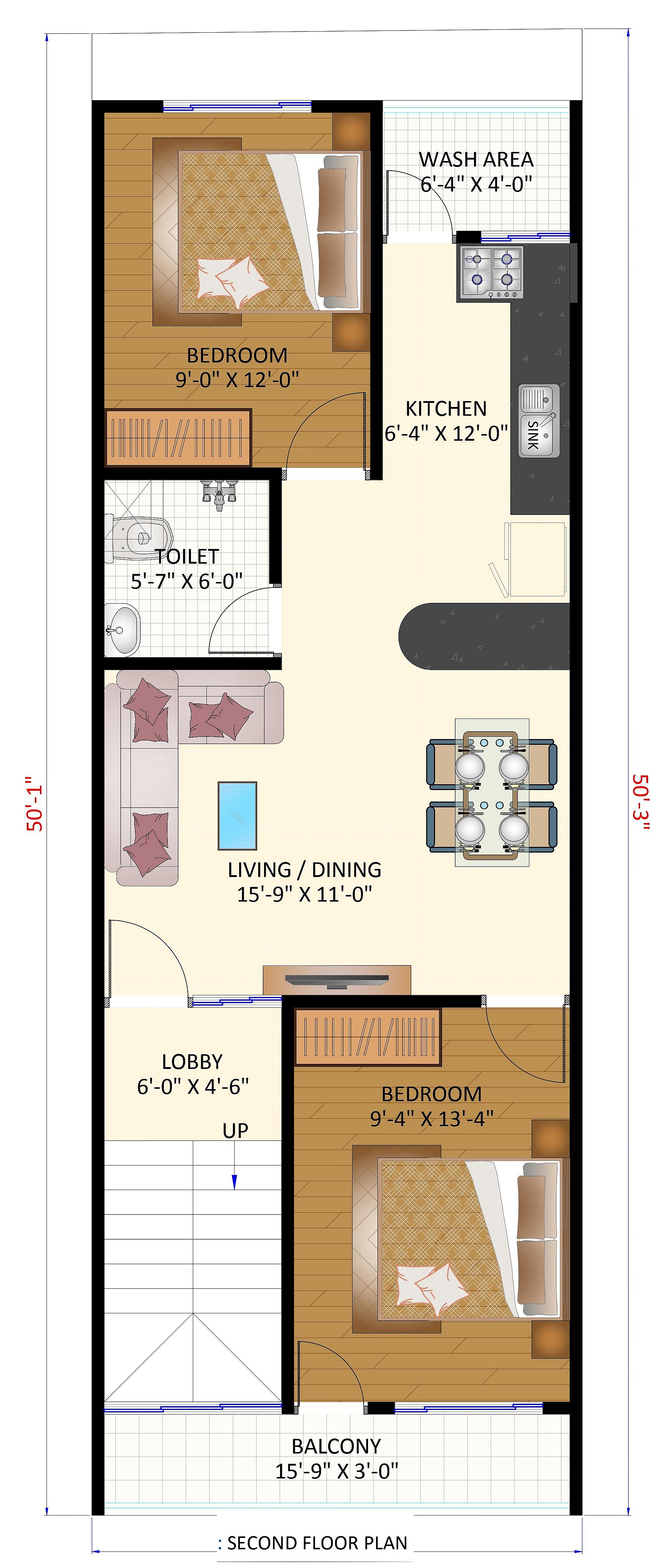 17X50 house plan- 85 sqft Residential house design At Patna thumbnail 4 — Project ID 6536