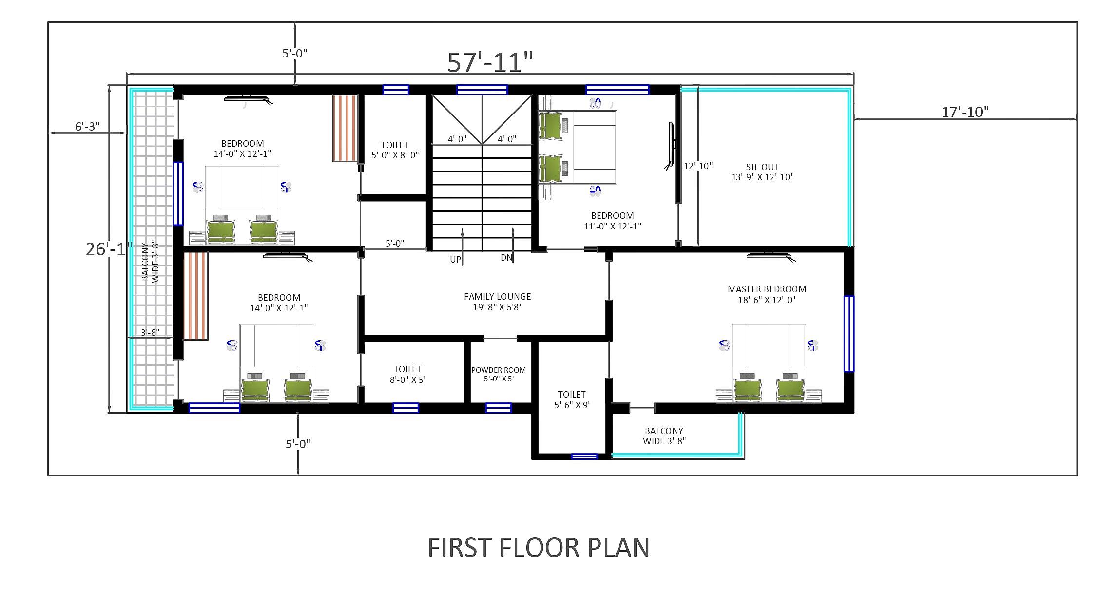80X35 House Plan- 2800 sq ft Residential House Design at Portblair ( South Andaman Island ) thumbnail 3 — Project ID 6538