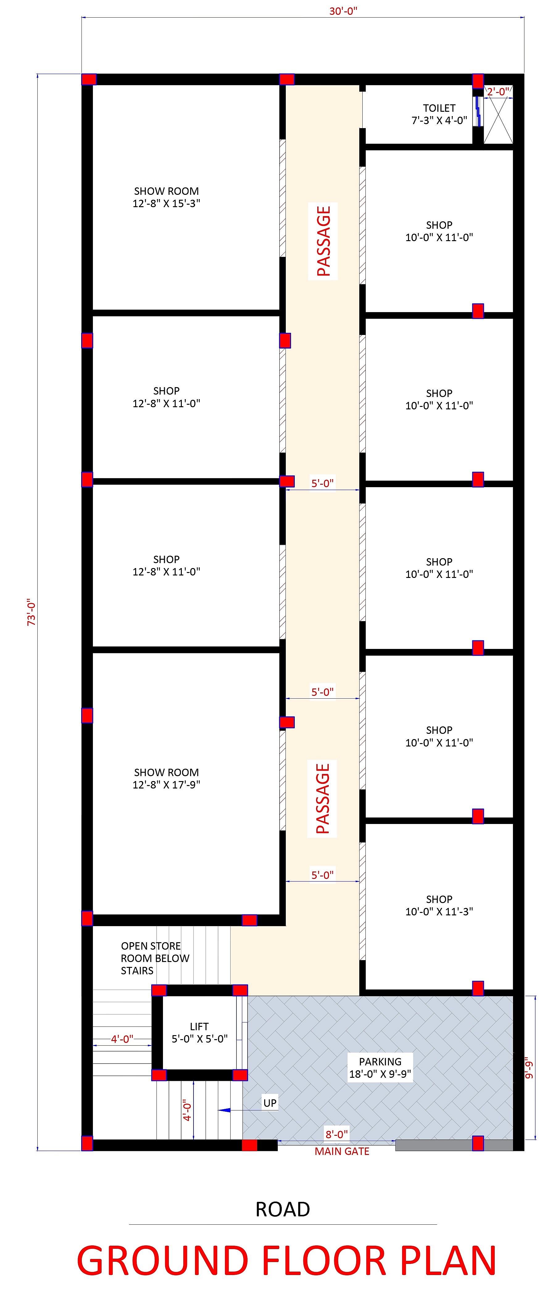 30X73 House With Shop Plan- 2190 sq ft Residential Cum Commercial House Design at CoimbatoreSouth [TN]