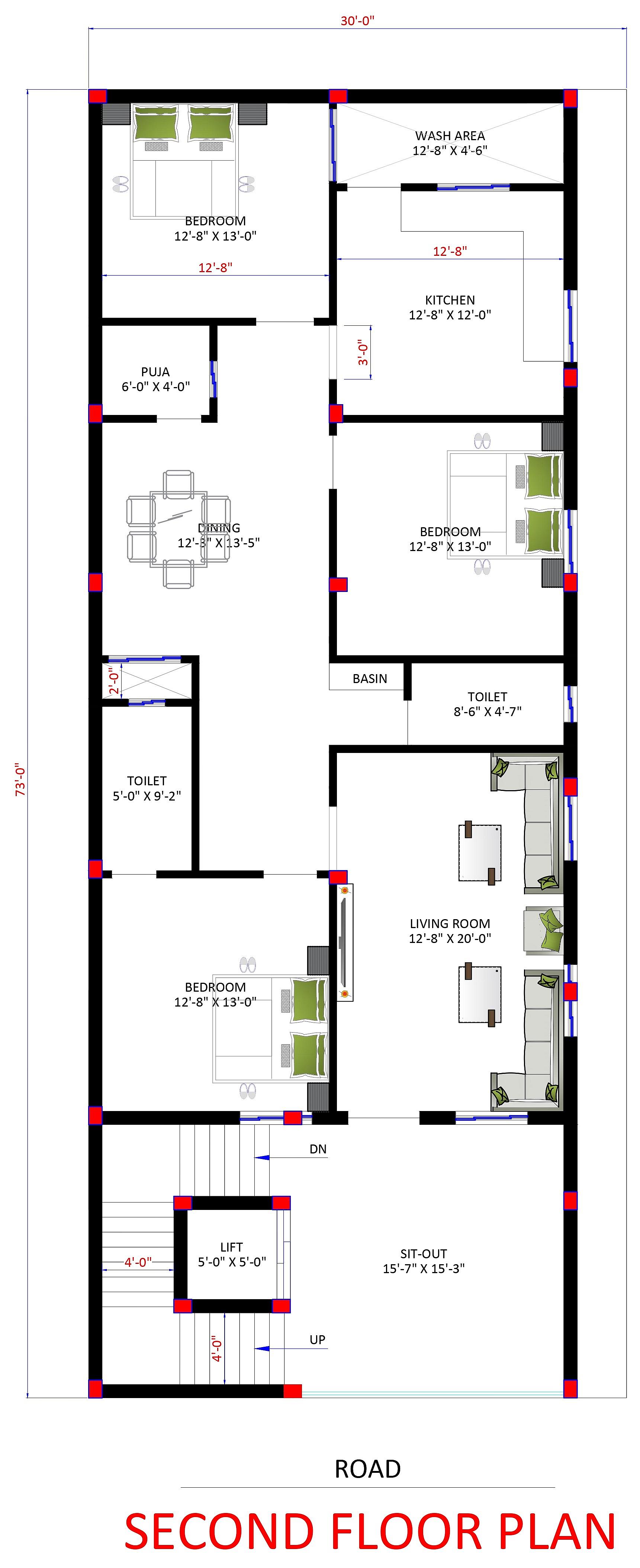 30X73 House With Shop Plan- 2190 sq ft Residential Cum Commercial House Design at CoimbatoreSouth thumbnail 3 — Project ID 6557