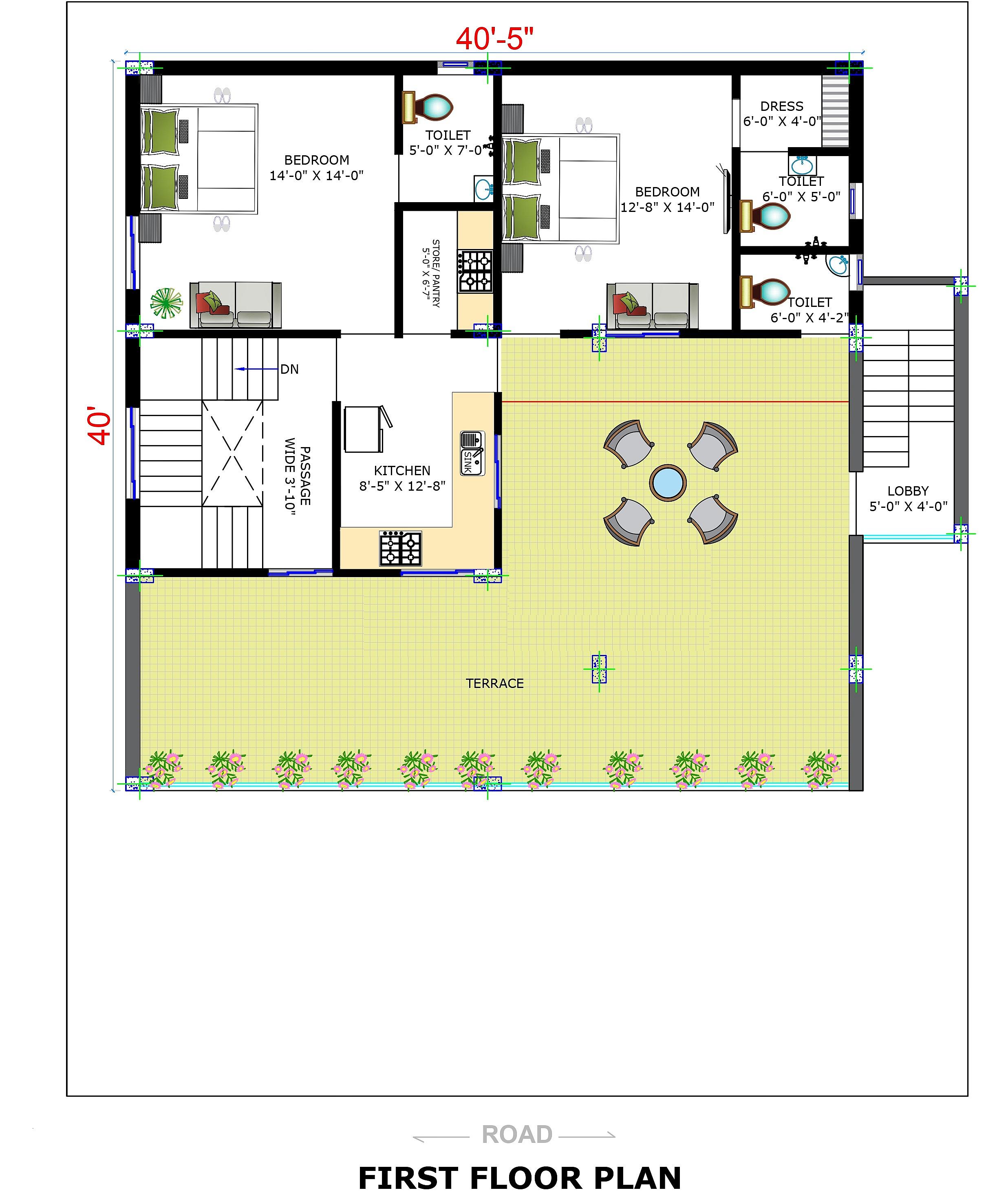 50X60 House Plan- 3000 sq ft Residential House Design at Visakhapatnam thumbnail 3 — Project ID 6562