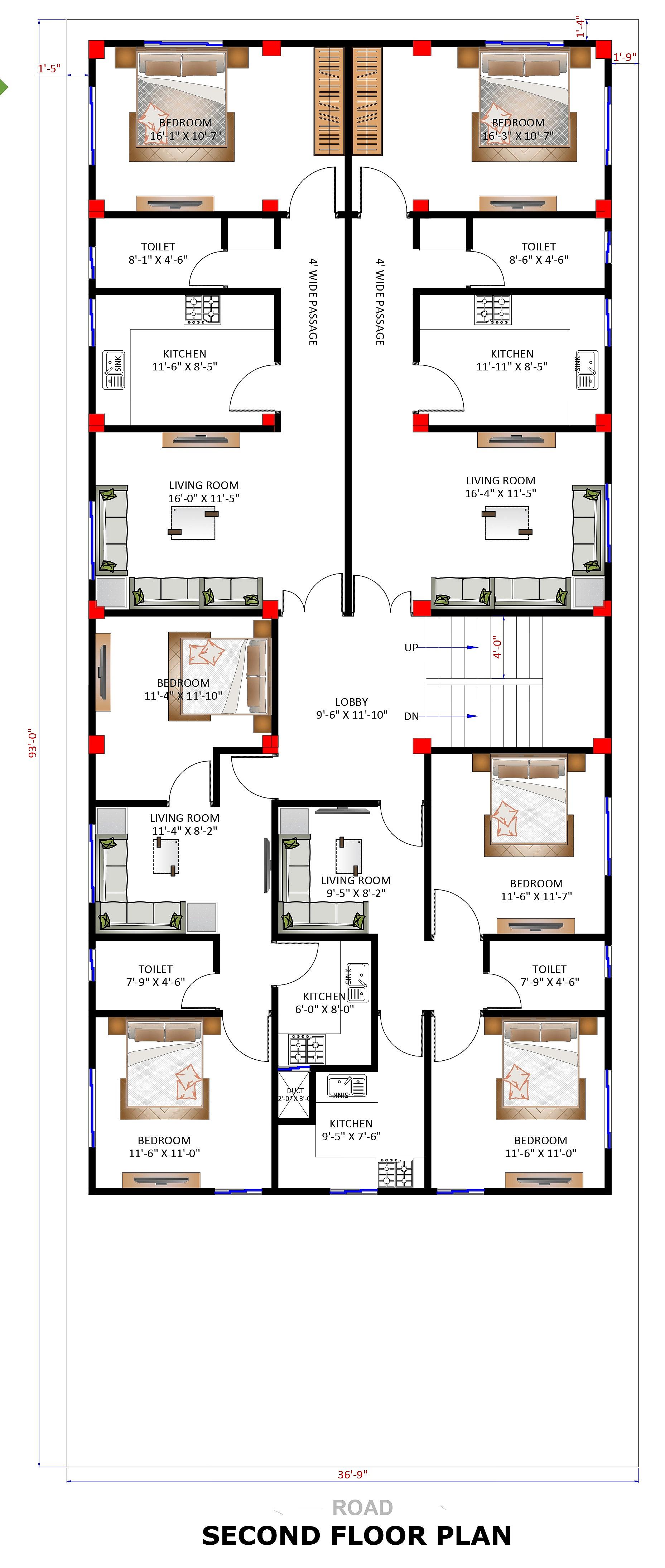 37X93 Apartment plan- 3441 sq ft Residential Cum Commercial House Design at Bongaigaon thumbnail 3 — Project ID 6574