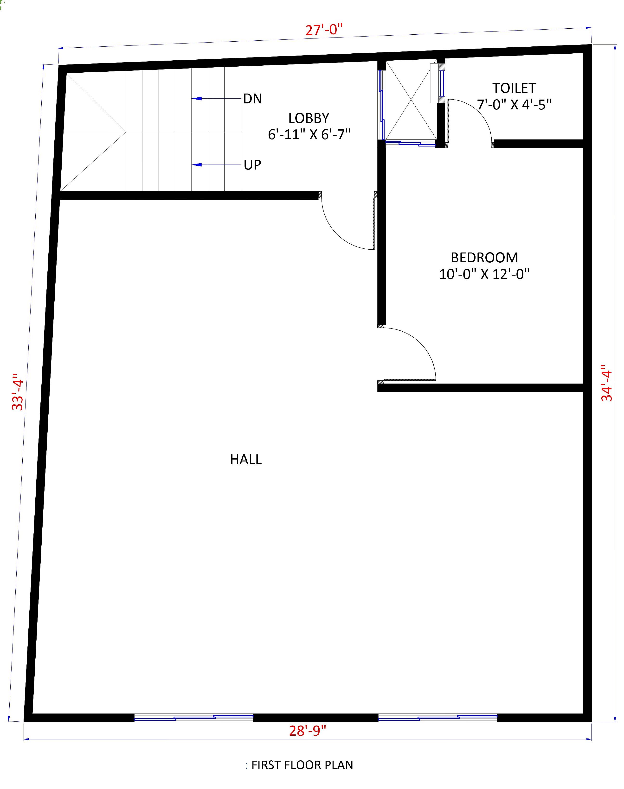 27X34 House Plan- 918 sq ft Residential House Design at Panipat thumbnail 2 — Project ID 6579