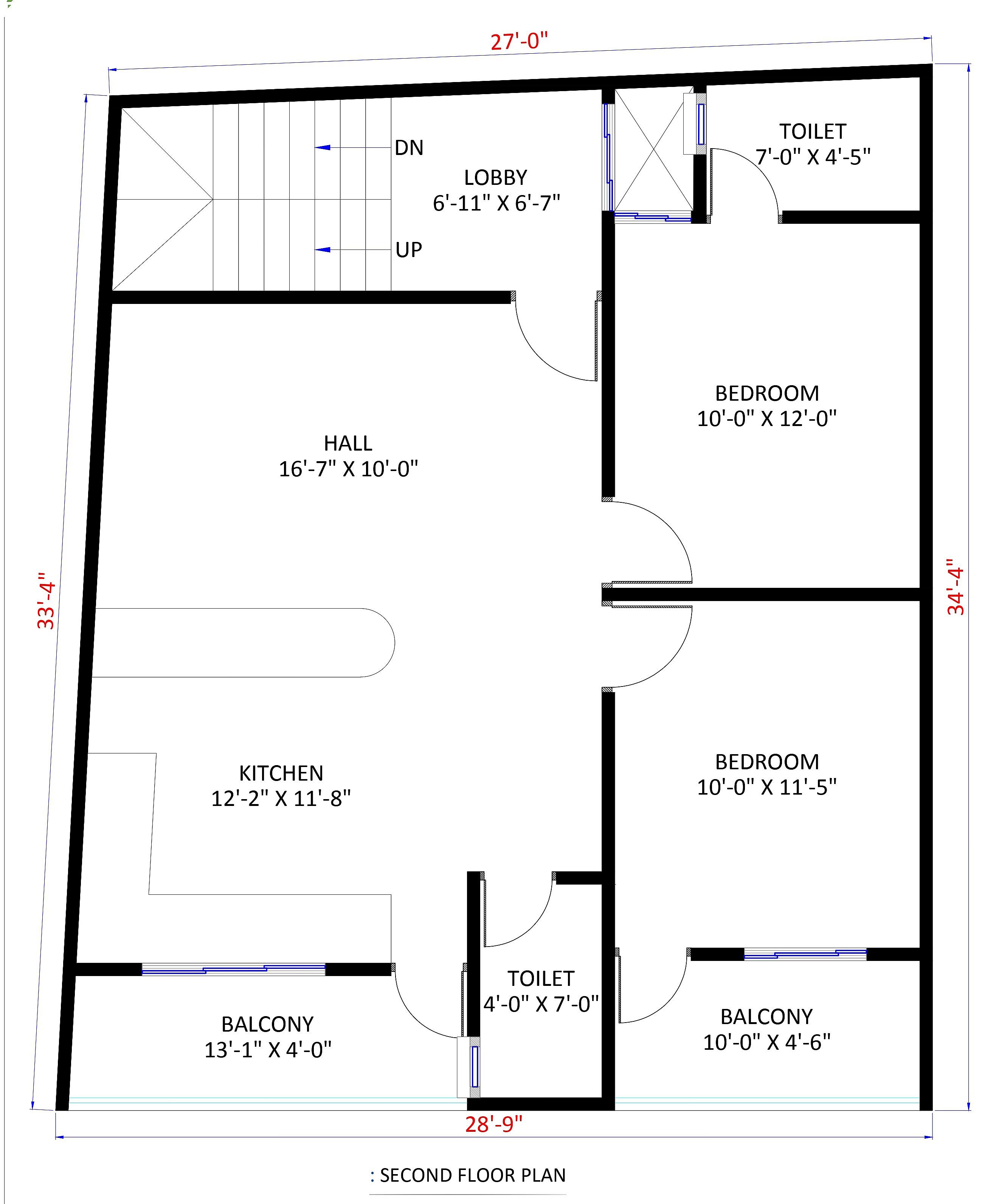 27X34 House Plan- 918 sq ft Residential House Design at Panipat thumbnail 3 — Project ID 6579