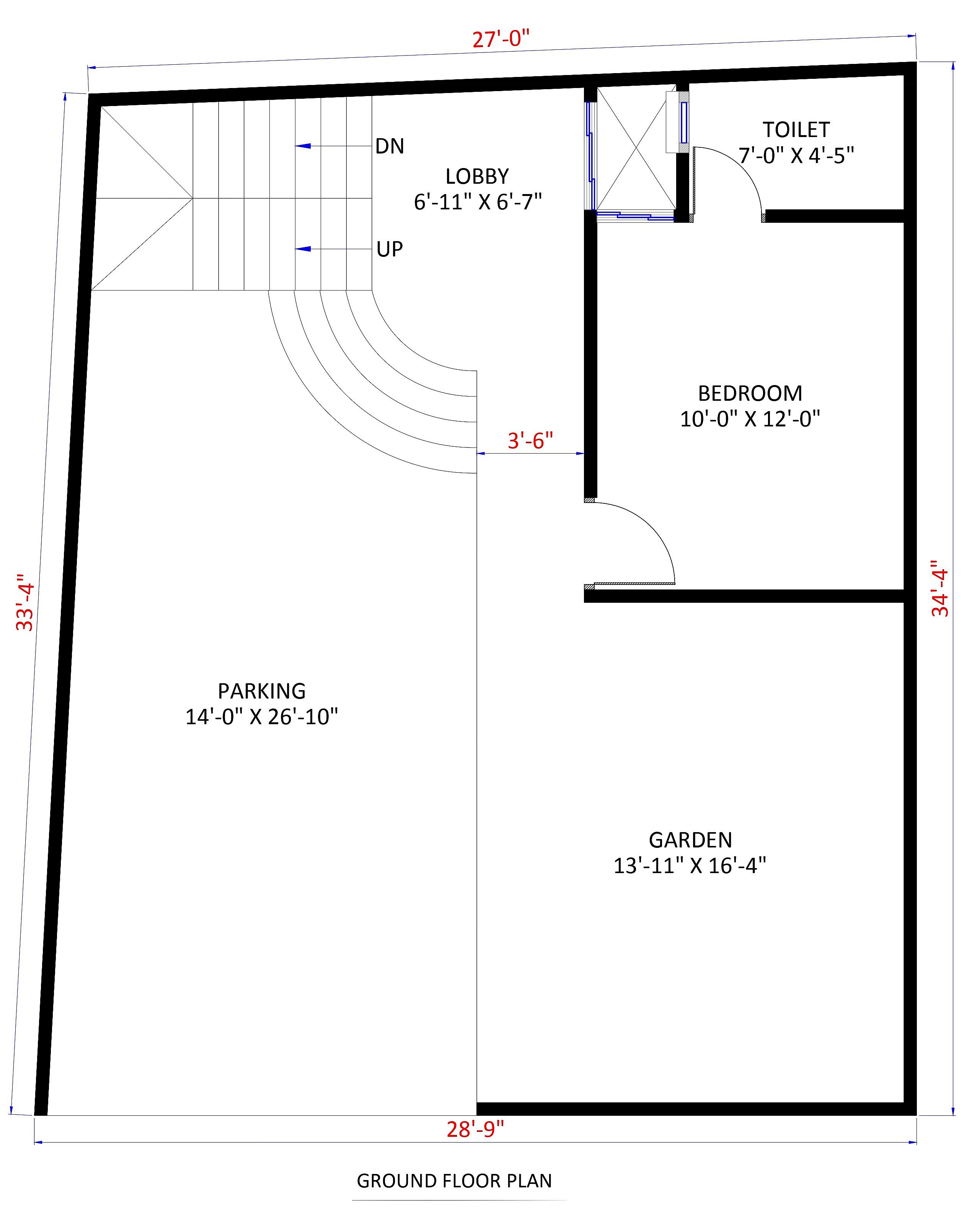 27X34 House Plan- 918 sq ft Residential House Design at Panipat [HR]