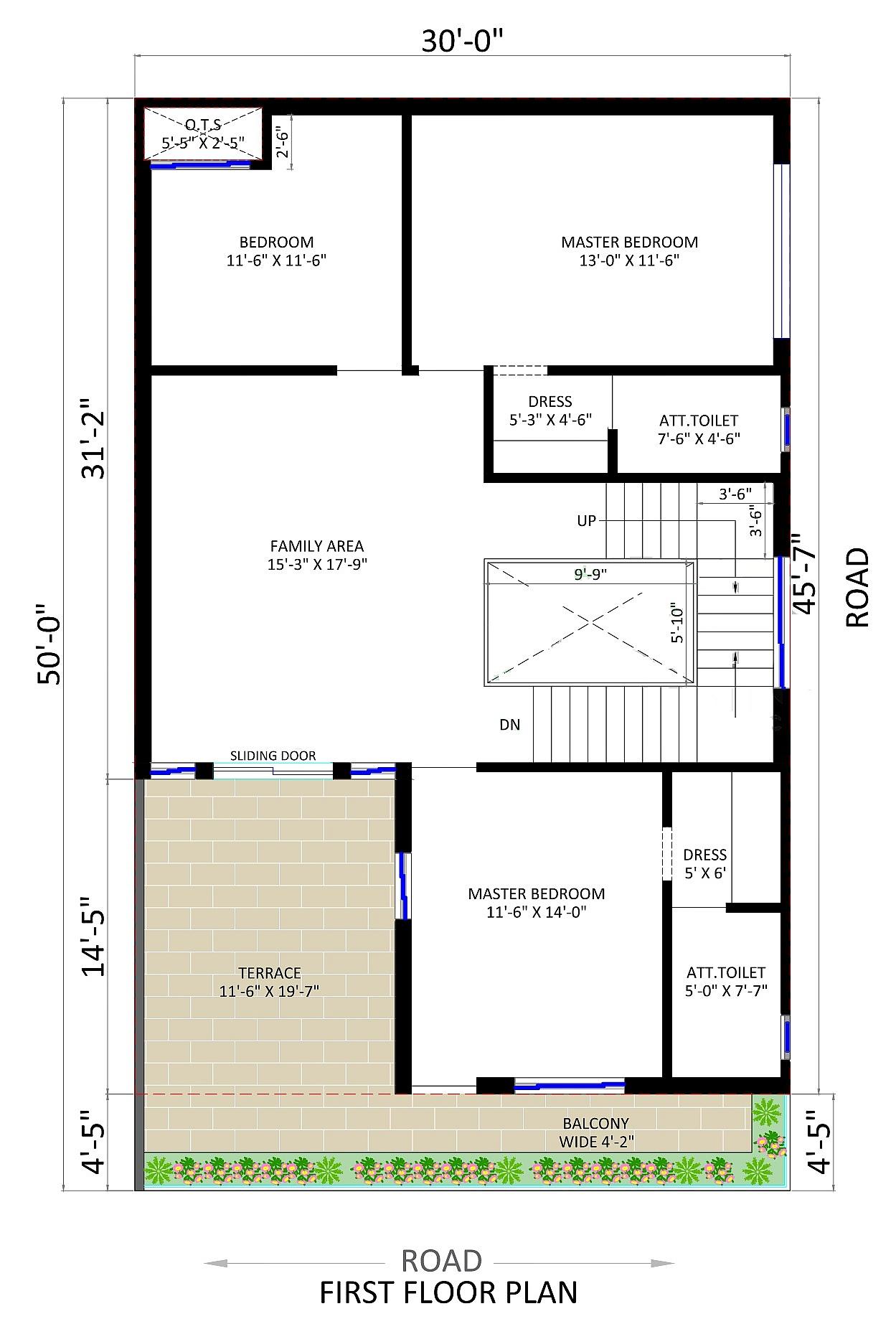 30X50 House Plan- 1500 sq ft Residential House Design at Bhilai thumbnail 2 — Project ID 6580