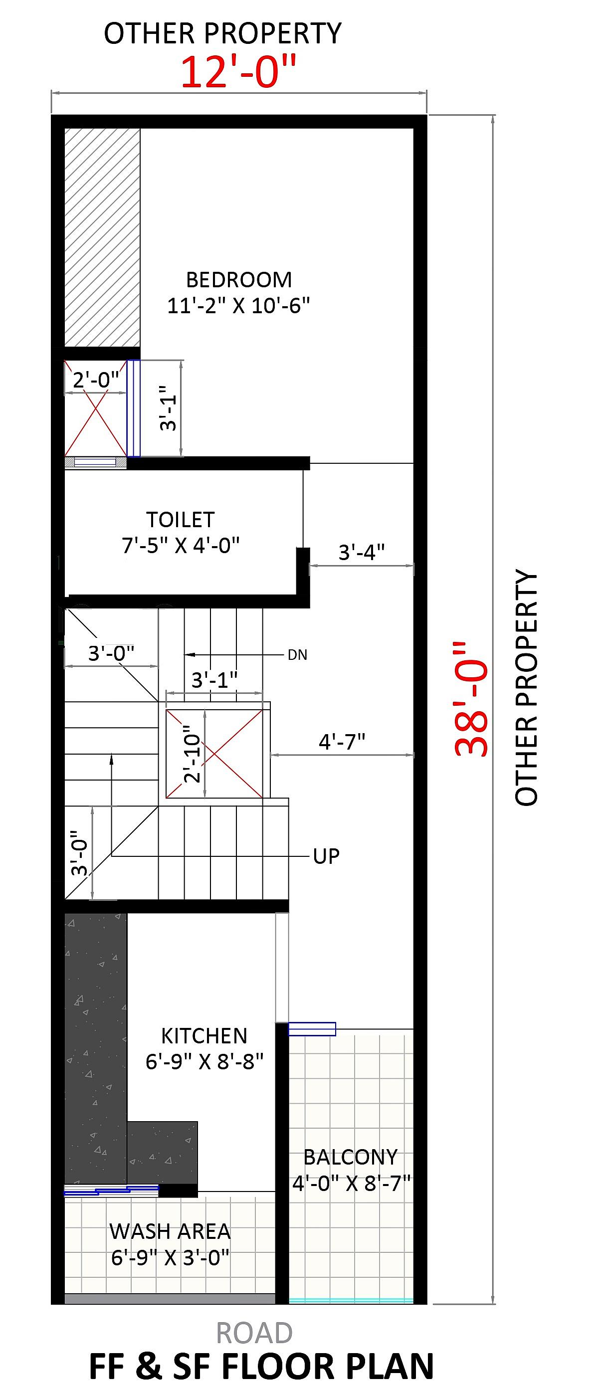 12X38 House Plan- 456 sq ft Residential House Design at NewDelhi thumbnail 2 — Project ID 6583
