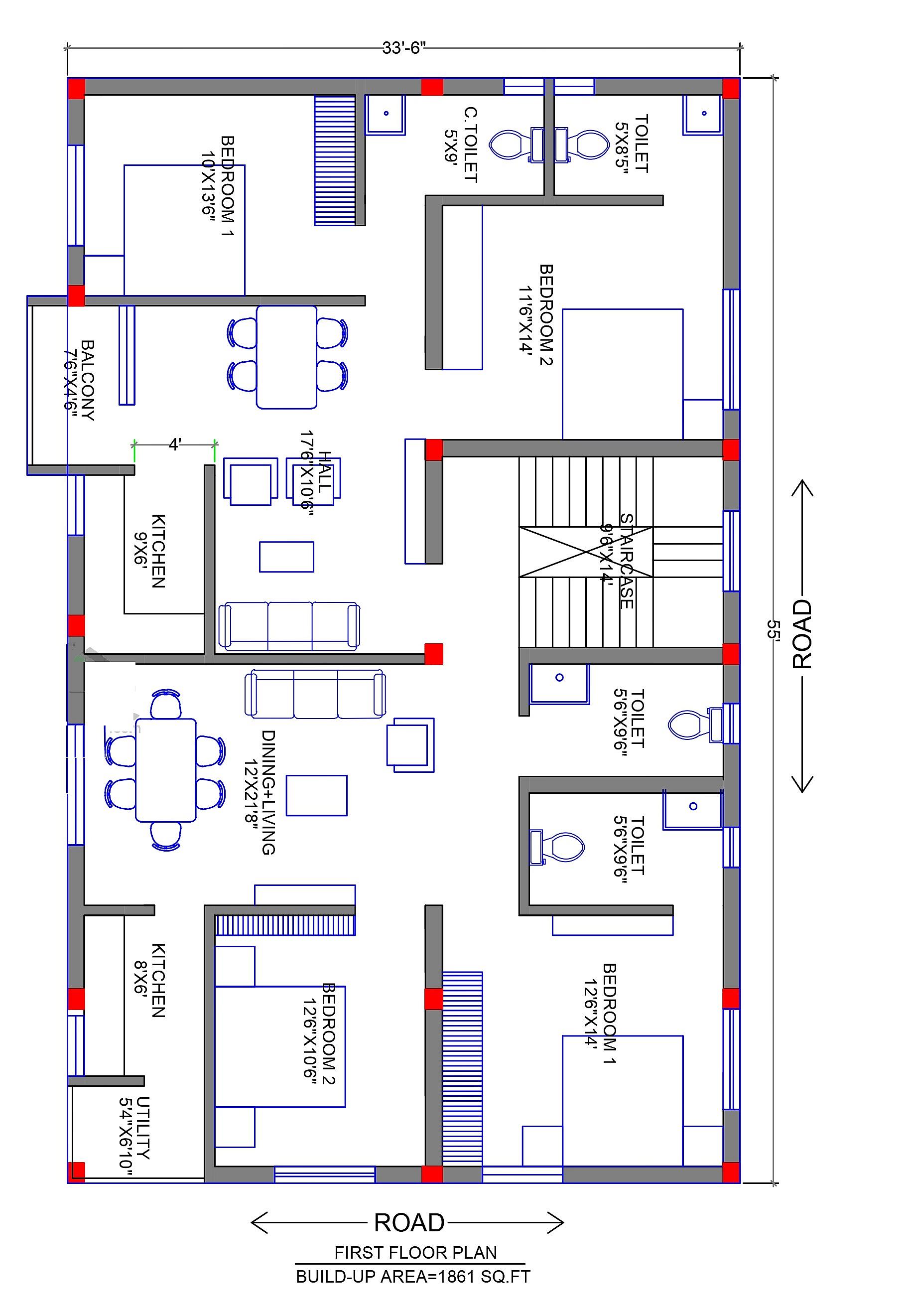 40X65 House Plan- 2600 sq ft Residential Cum Commercial House Design at Balangir thumbnail 2 — Project ID 6590