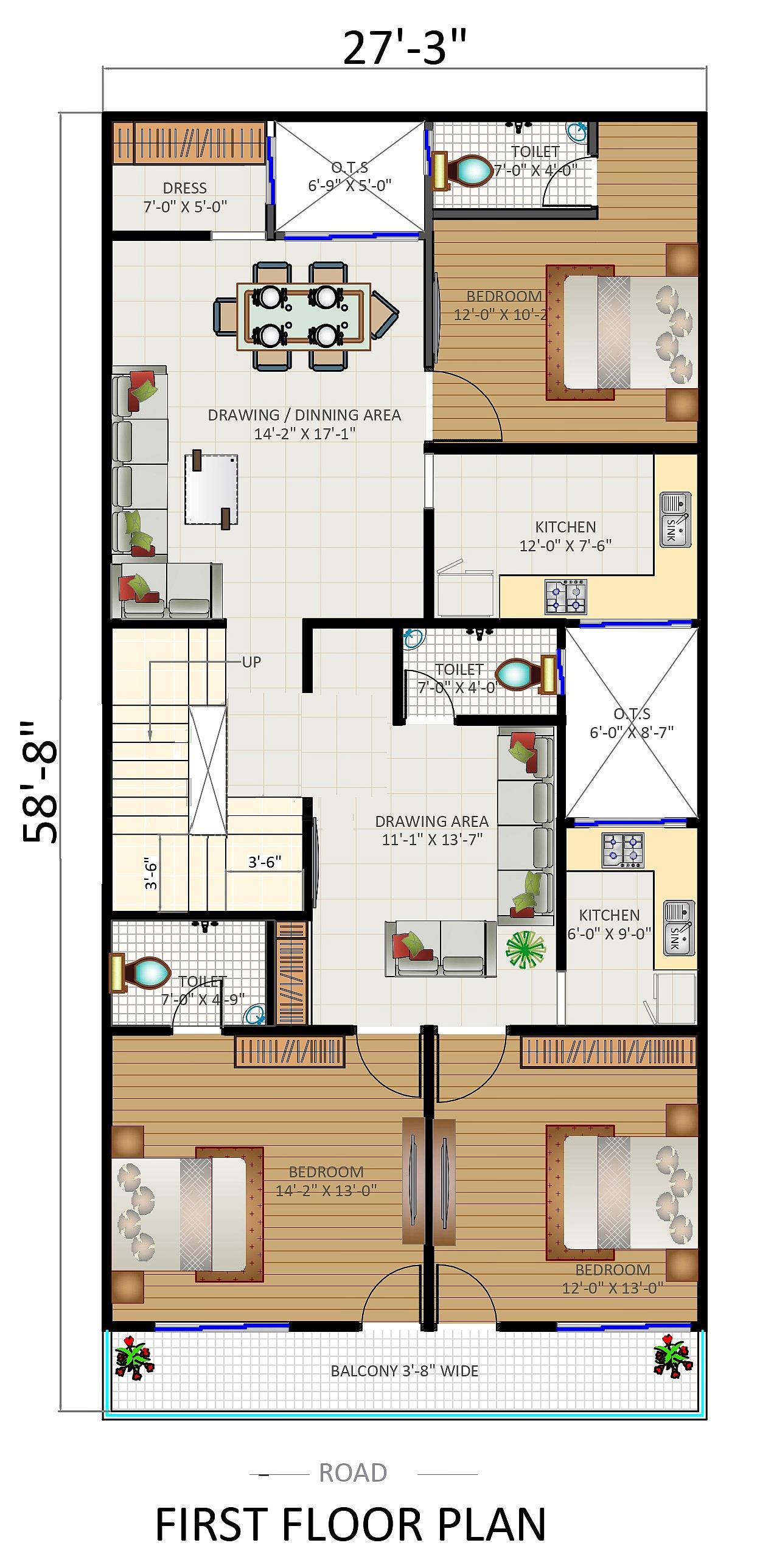 28X58 House Plan- 1624 sq ft Residential Cum Commercial House Design at Lucknow thumbnail 2 — Project ID 6597