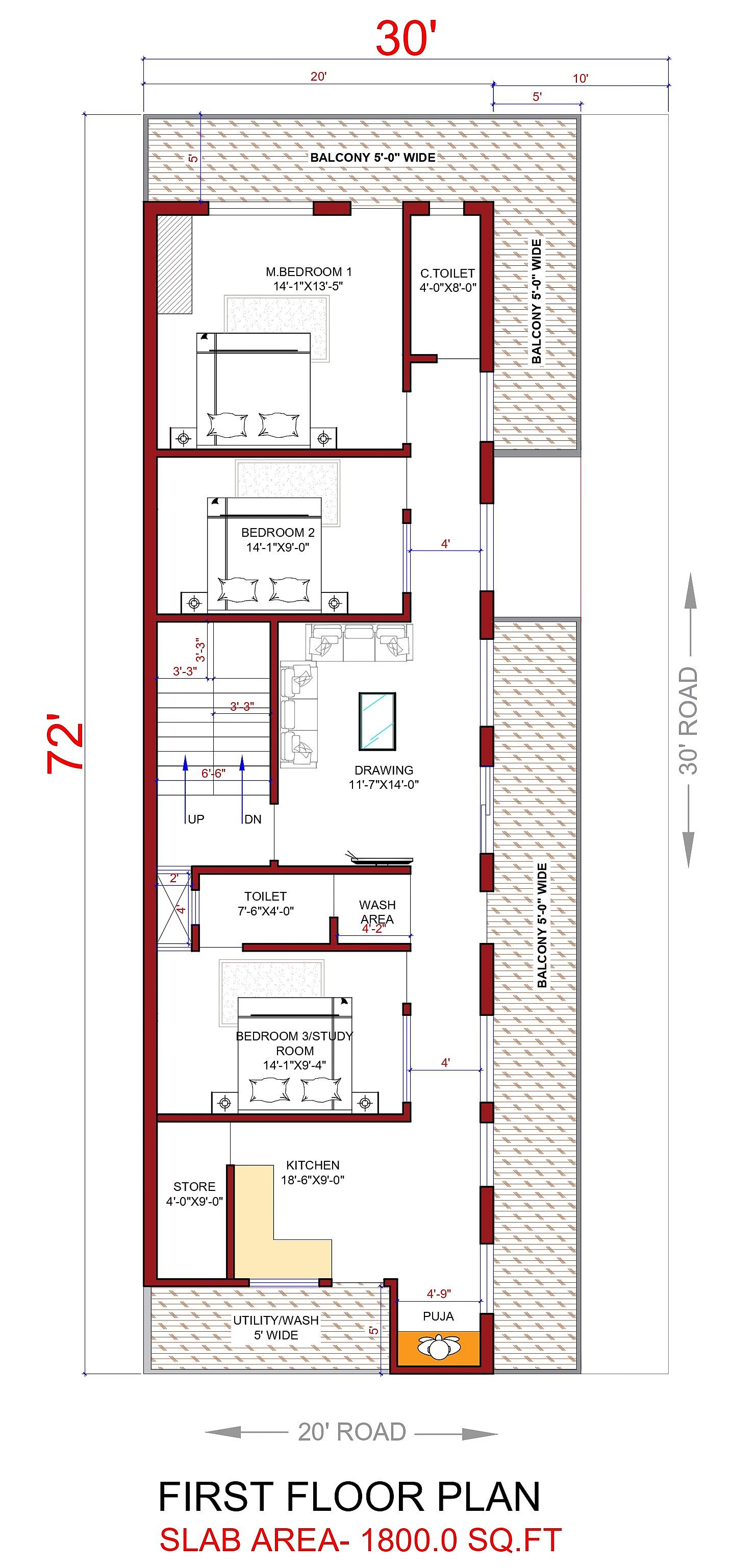 30X70 Shopping Complex with Rental Apartment Plan- 2100 sq ft Residential Cum Commercial House Design at Nanded thumbnail 3 — Project ID 6599
