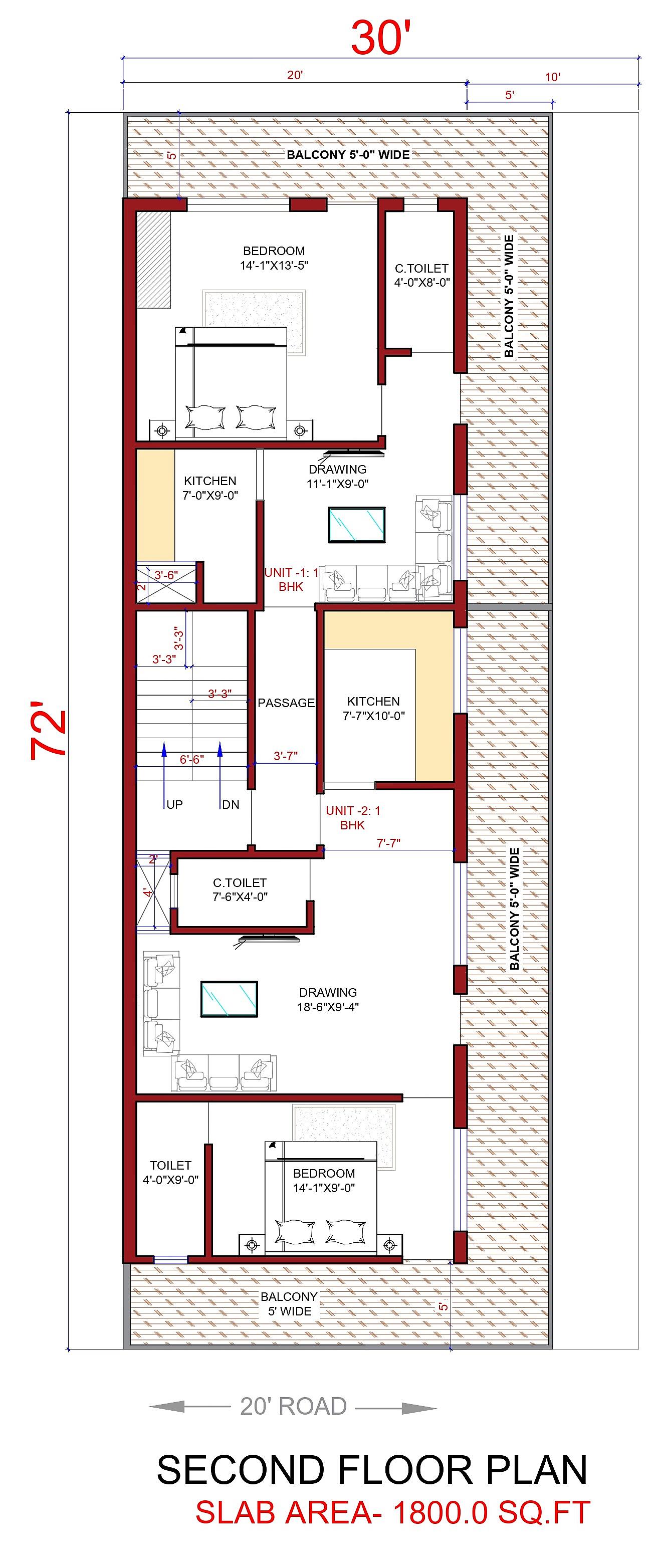 30X70 Shopping Complex with Rental Apartment Plan- 2100 sq ft Residential Cum Commercial House Design at Nanded thumbnail 4 — Project ID 6599
