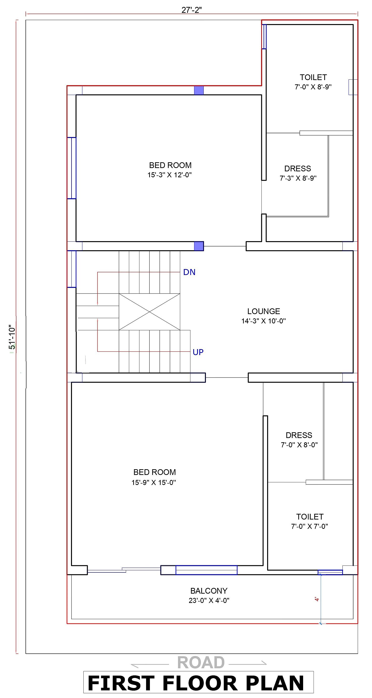 27X50 House Plan- 1350 sq ft Residential House Design at AhmadabadCity thumbnail 3 — Project ID 6602