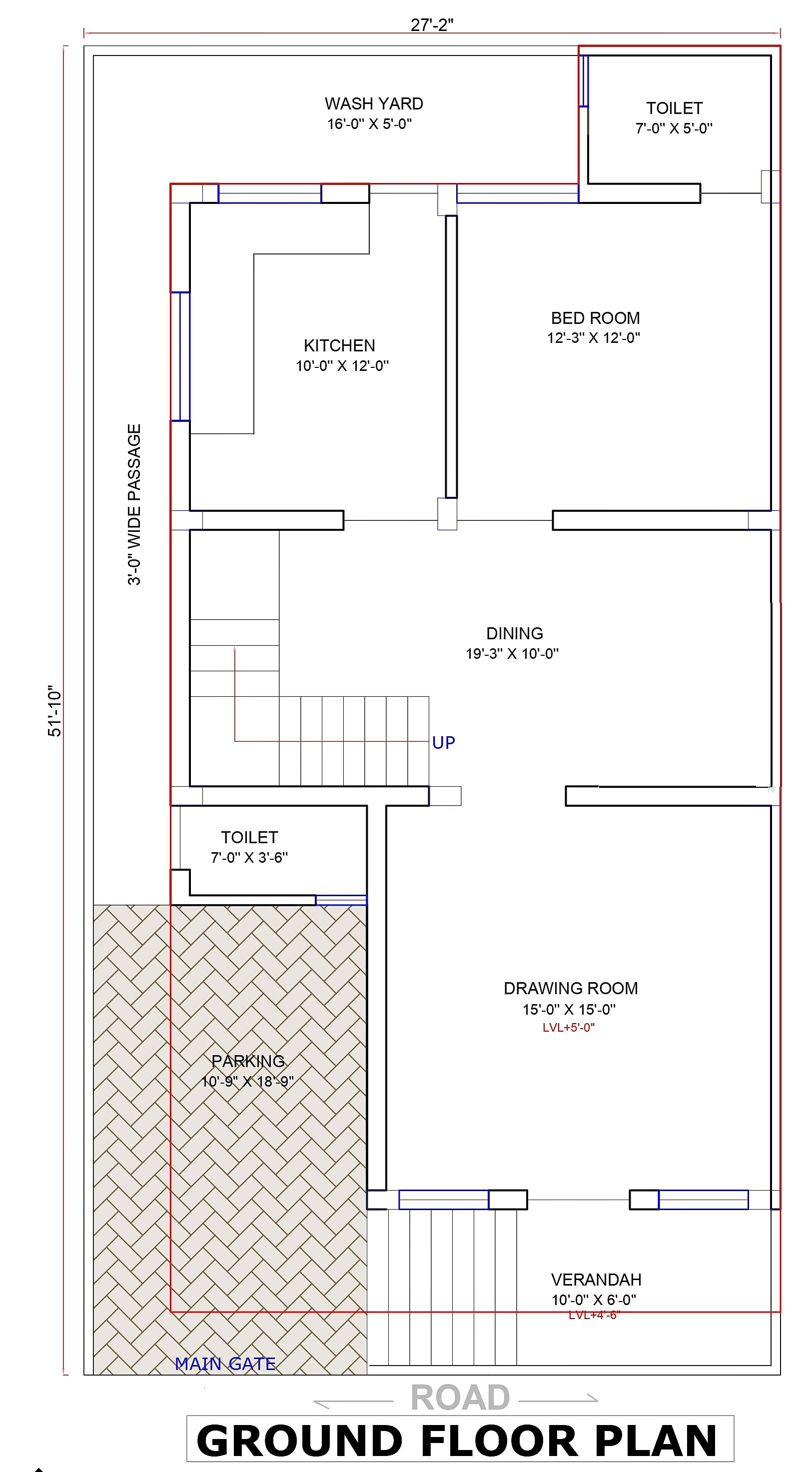 27X50 House Plan- 1350 sq ft Residential House Design at AhmadabadCity thumbnail 2 — Project ID 6602