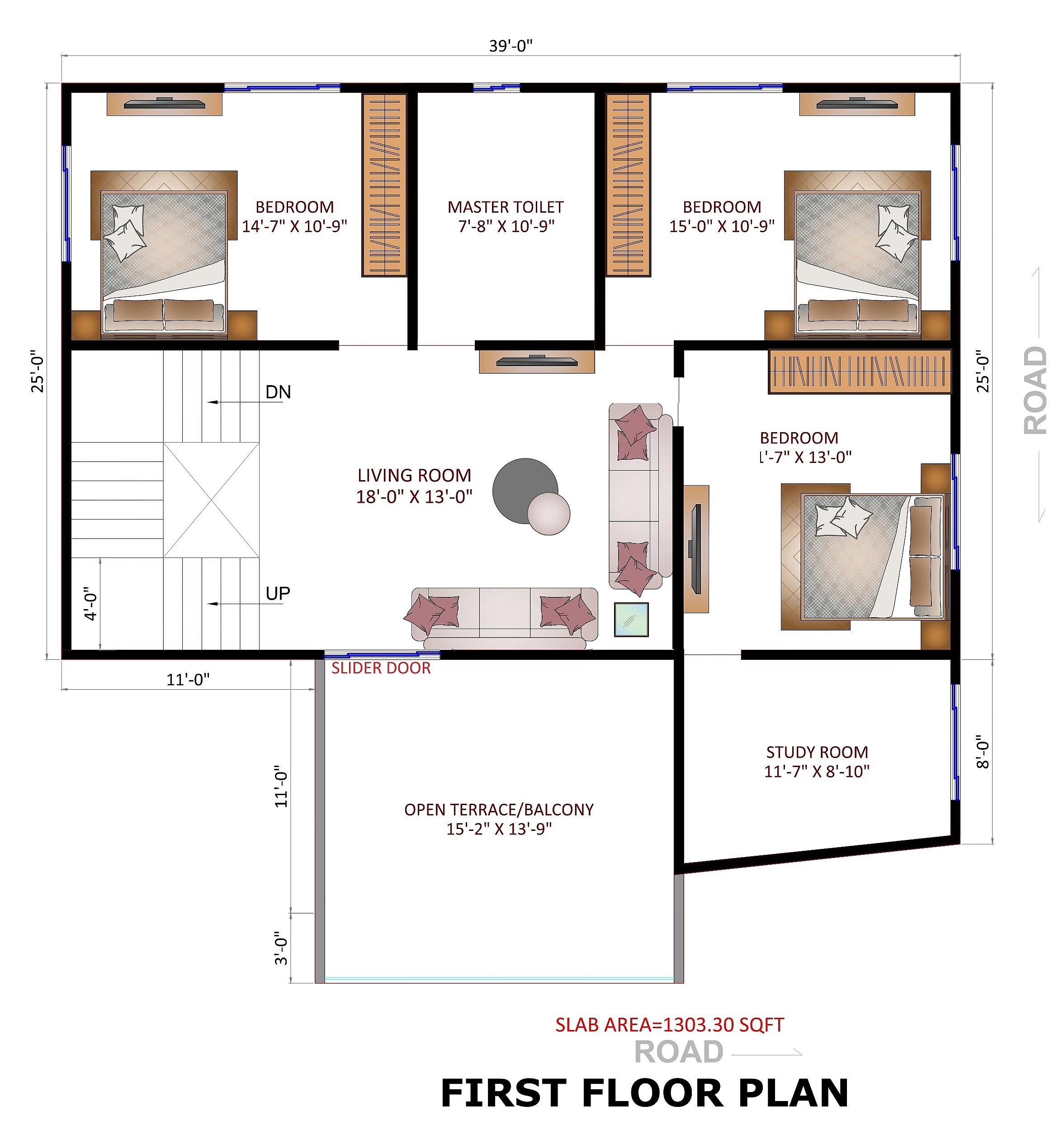 40X30 House Plan- 1200 sq ft Residential House Design at ShimlaUrban(T) thumbnail 3 — Project ID 6605
