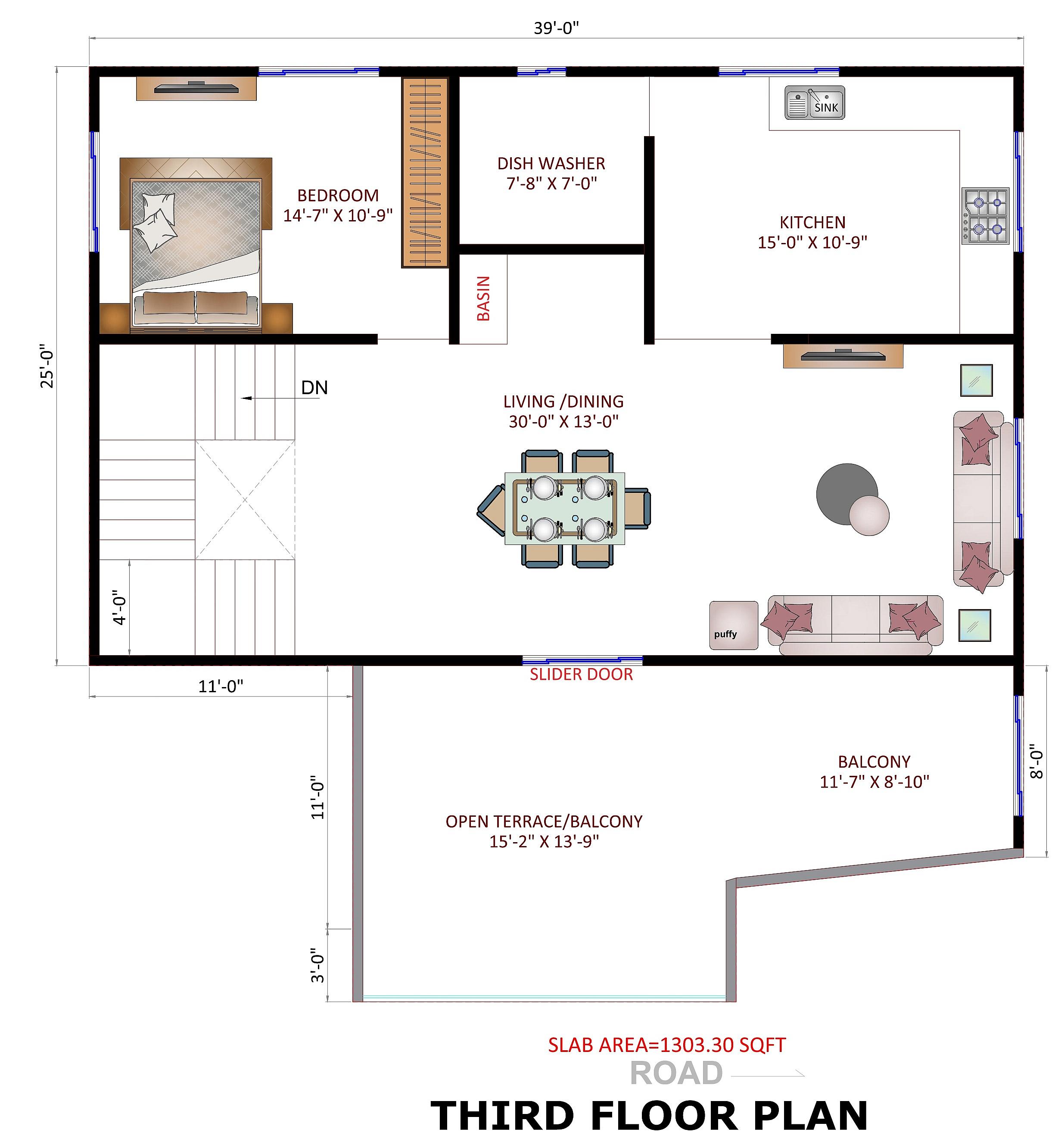 40X30 House Plan- 1200 sq ft Residential House Design at ShimlaUrban(T) thumbnail 5 — Project ID 6605