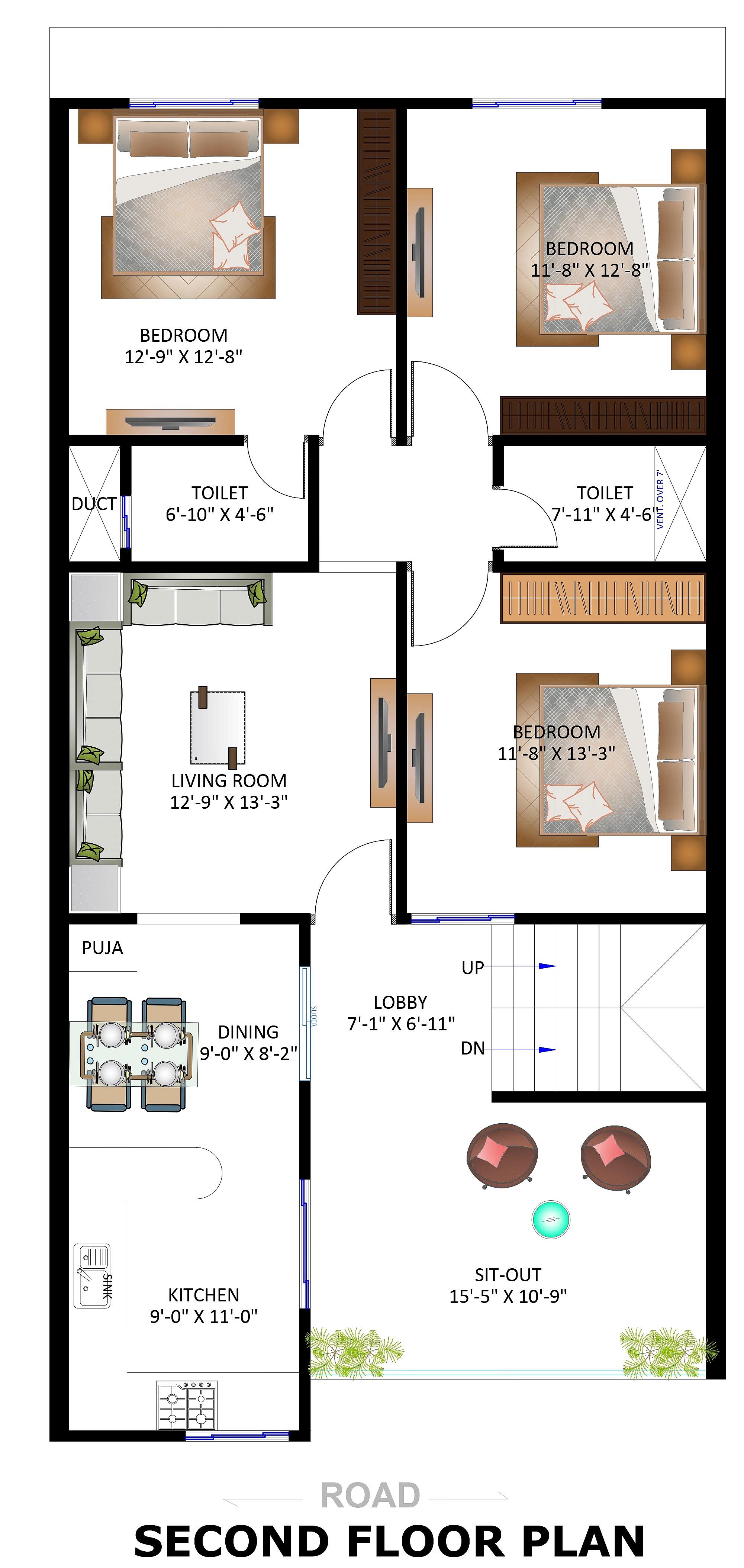 26X53 House With Shop plan- 1378 sq ft Residential Cum Commercial House Design at Washim thumbnail 4 — Project ID 6607